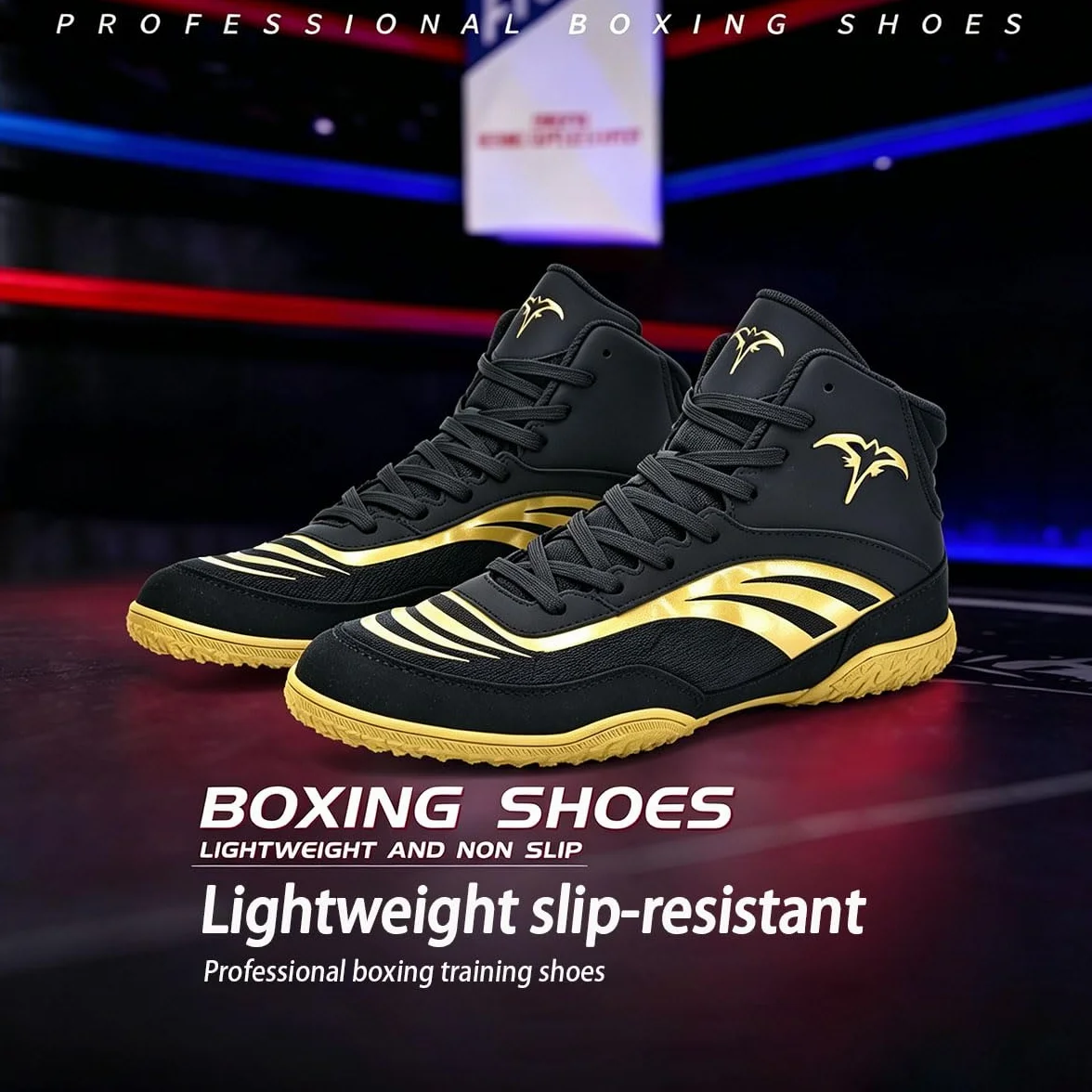 Chaussures de Lutte Hommes Antidérapantes Professionnelles Semelles Caoutchouc Boxe Kickboxing