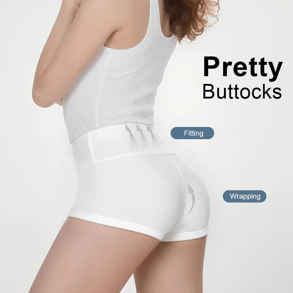 Shorty Taille Haute Anti-Transparent Hot Pant de Sport Push Up Mini Leggings Confortable Respirant Yoga Fitness Course à Pied