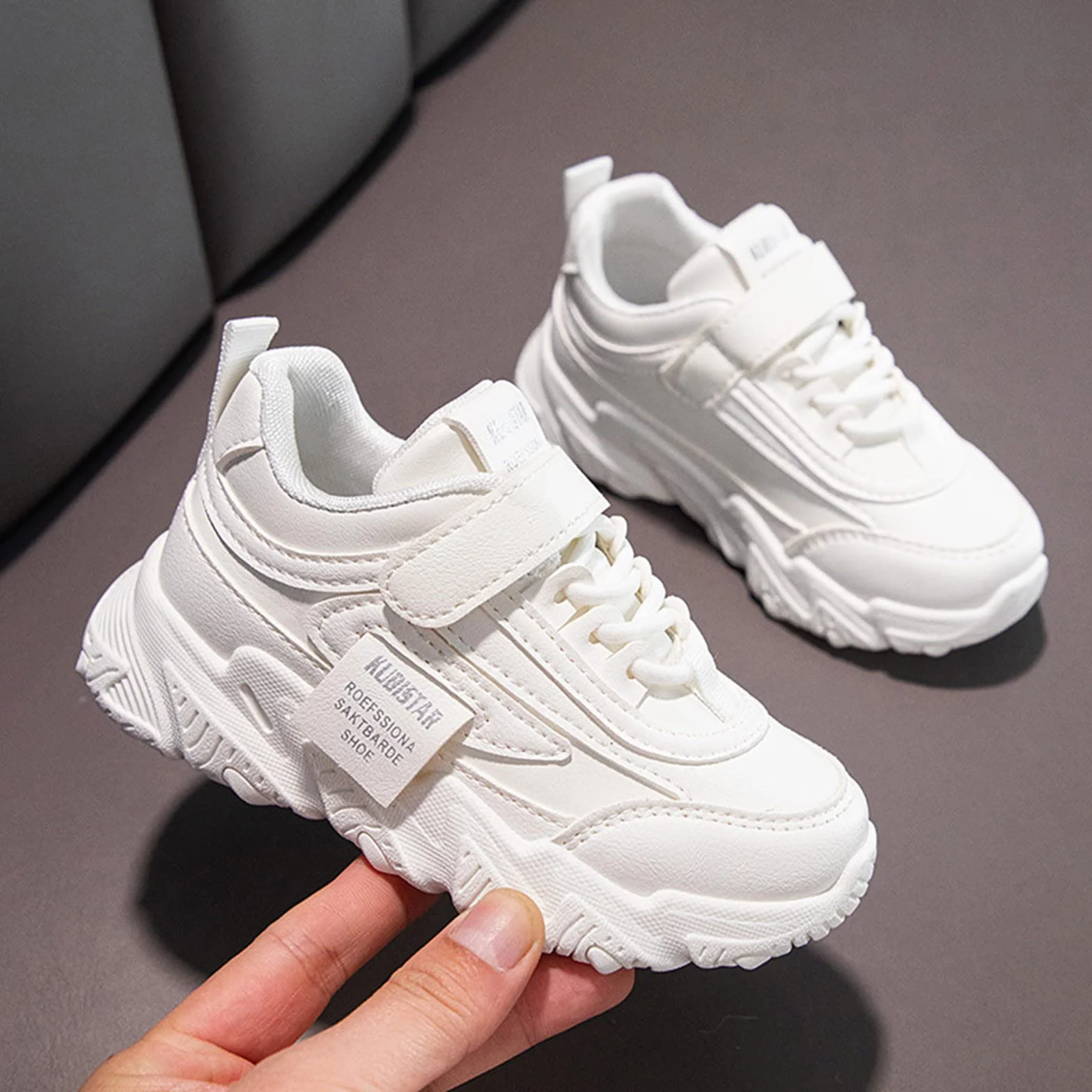 Chaussures de sport pour fille Antidérapantes Respirantes Semelle plate Lacets Boucle à crochet