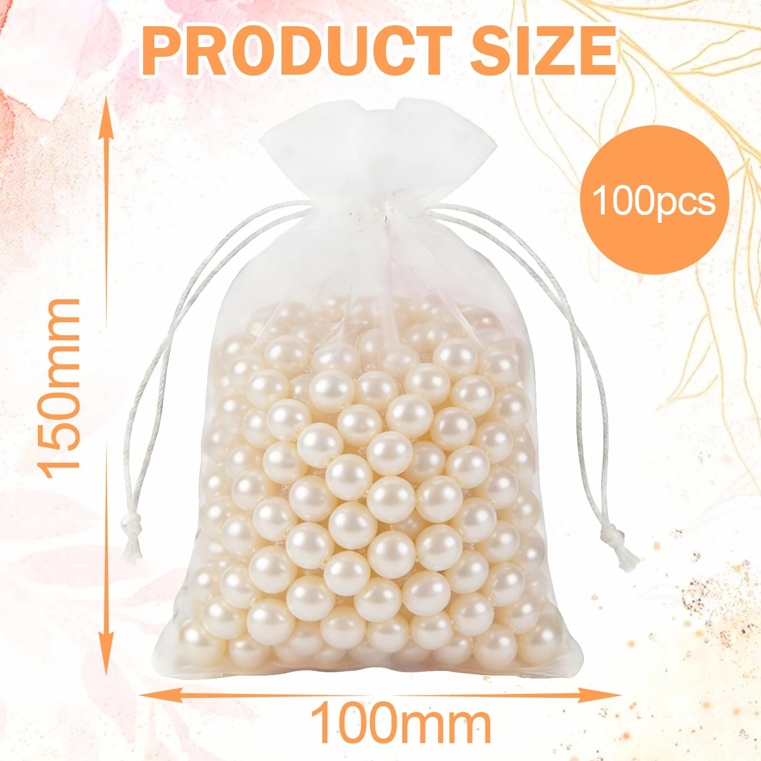 Sachets en Organza Blanc 10 x 15 cm Lot de 100 Sac Cadeau pour Bijoux Mariage