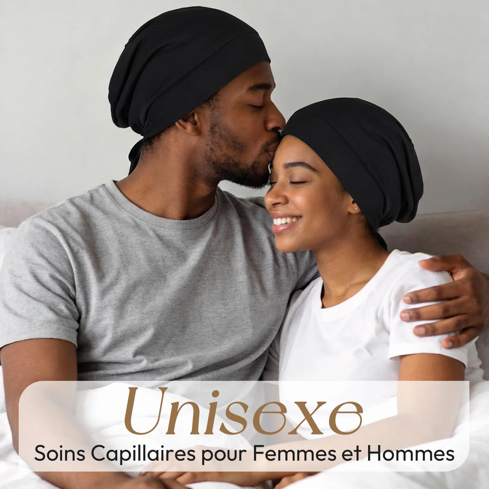 Bonnet Satin Cheveux Nuit Réglable Soie Fibre de Bambou Unisexe Dormir Doux Respirant