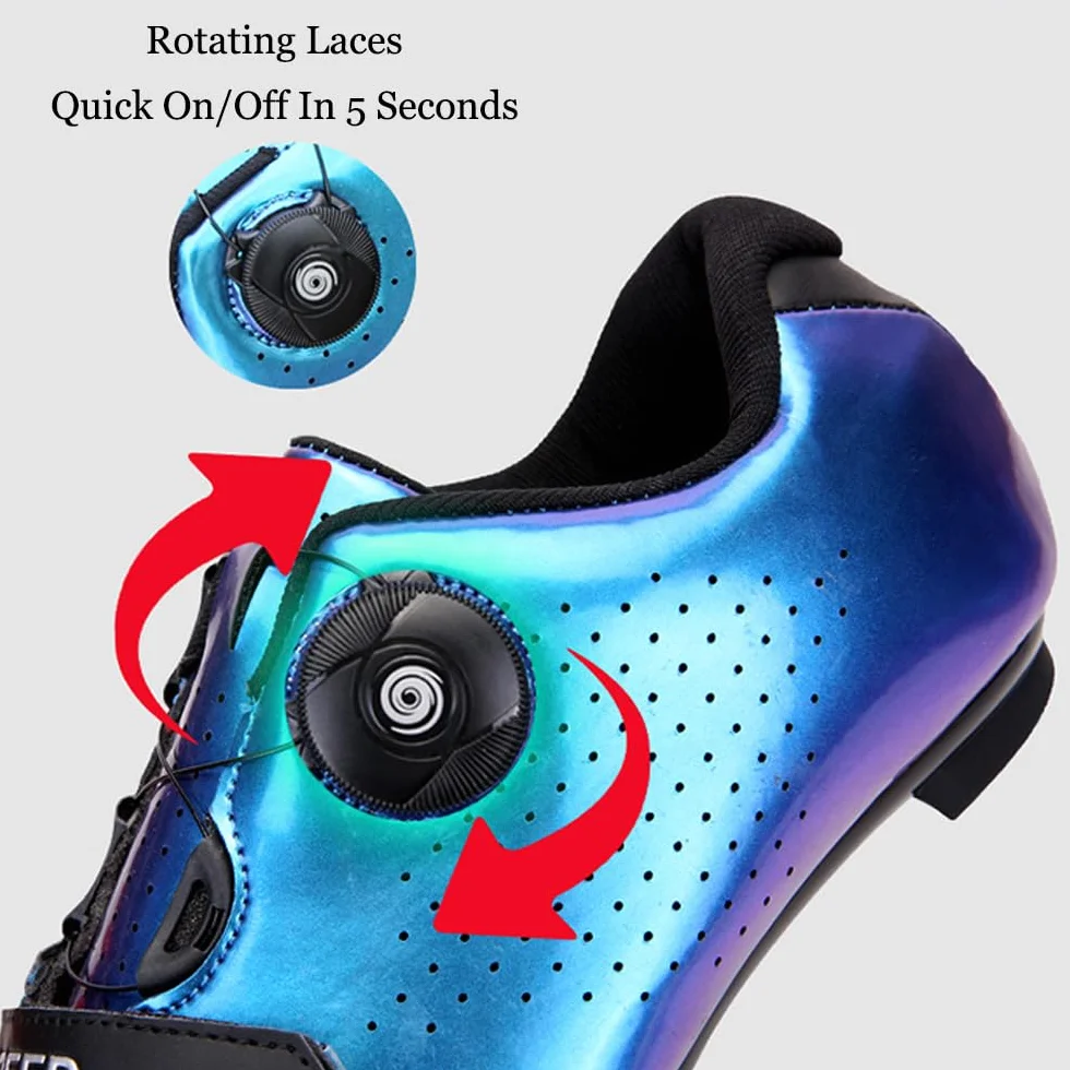 FANSU Chaussures Vélo Route Homme Antidérapants Cyclisme Lacets Rotatifs Look Lock 36-47 EU