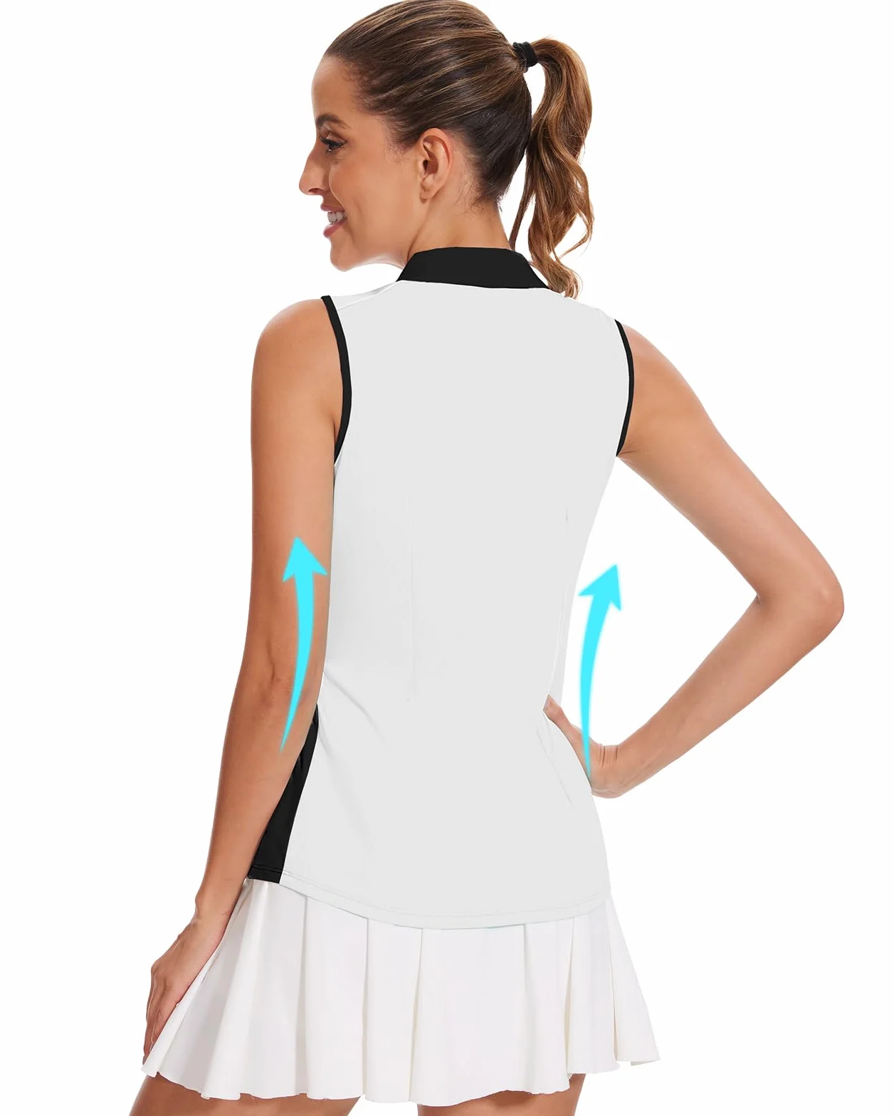 Soneven Polo Femme Manches Courtes 1/4 Zipper d'été Golf Tennis Tops Sport Shirt Blanc