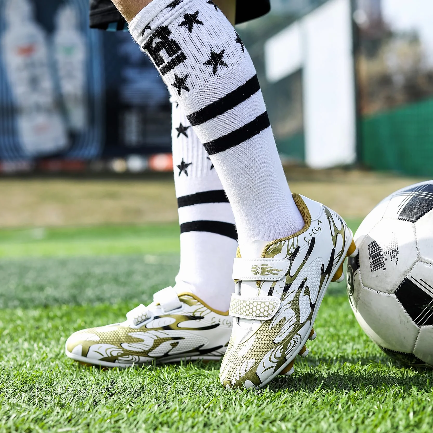 Chaussures de Football Garçon Crampons Professionnel Antidérapant Athlétisme Entrainement