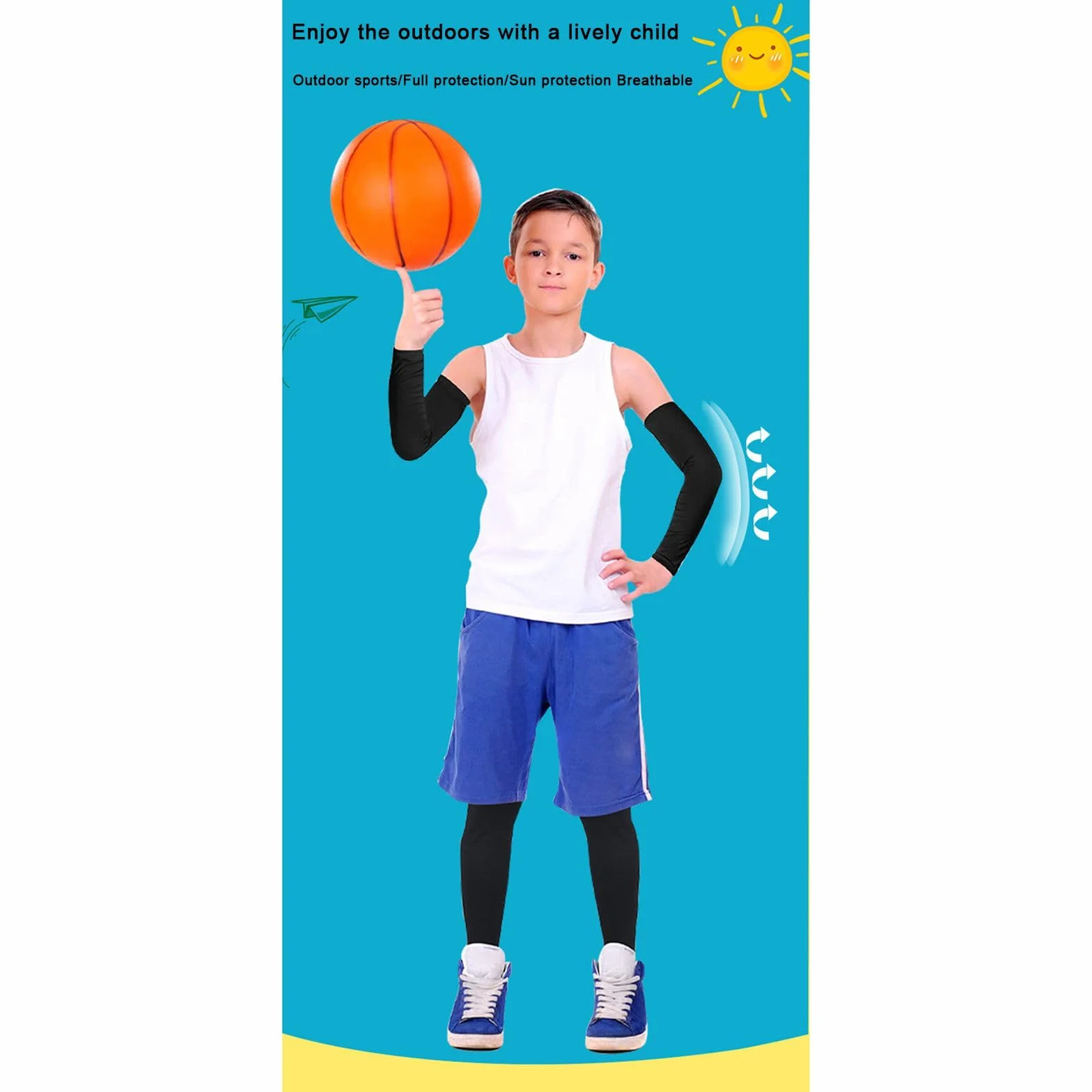 Valcatch 4 Paires Manchons Sport UV Protection Bras Jambe Basket-Ball Football Volley-Ball