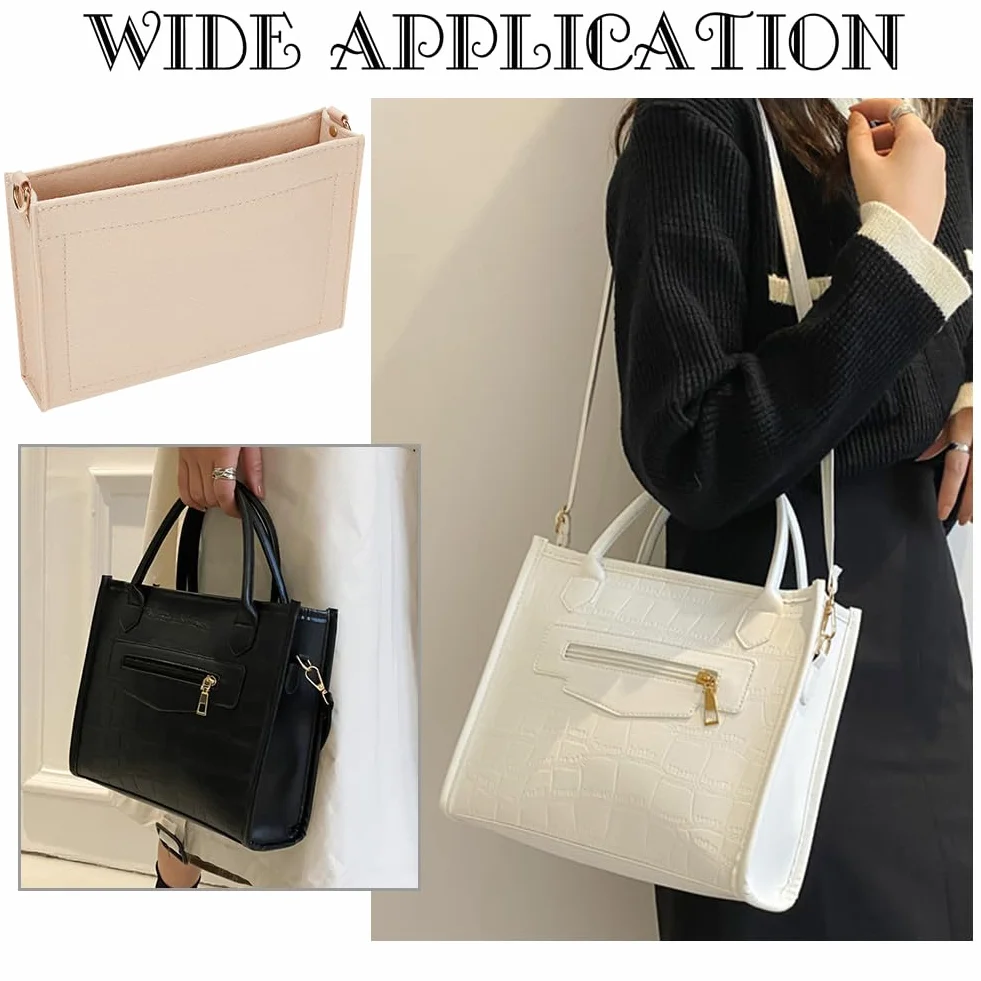 WADORN Insert D'Organisateur de Sac à Main en Feutre 23x15.5x4.5 cm Beige