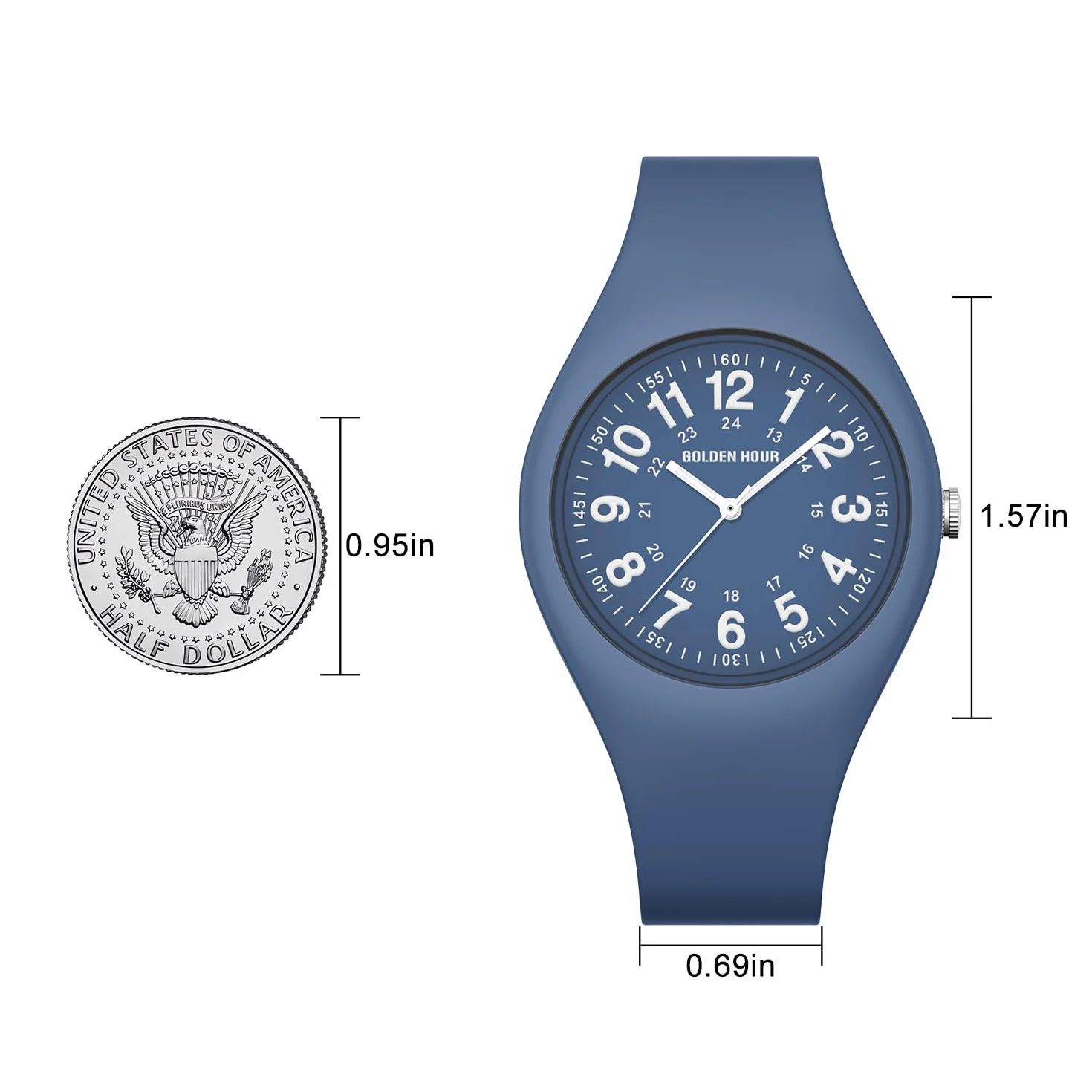 GOLDEN HOUR Montre de Sport Analogique étanche Unisexe Cadran Facile à Lire Bracelet en Silicone