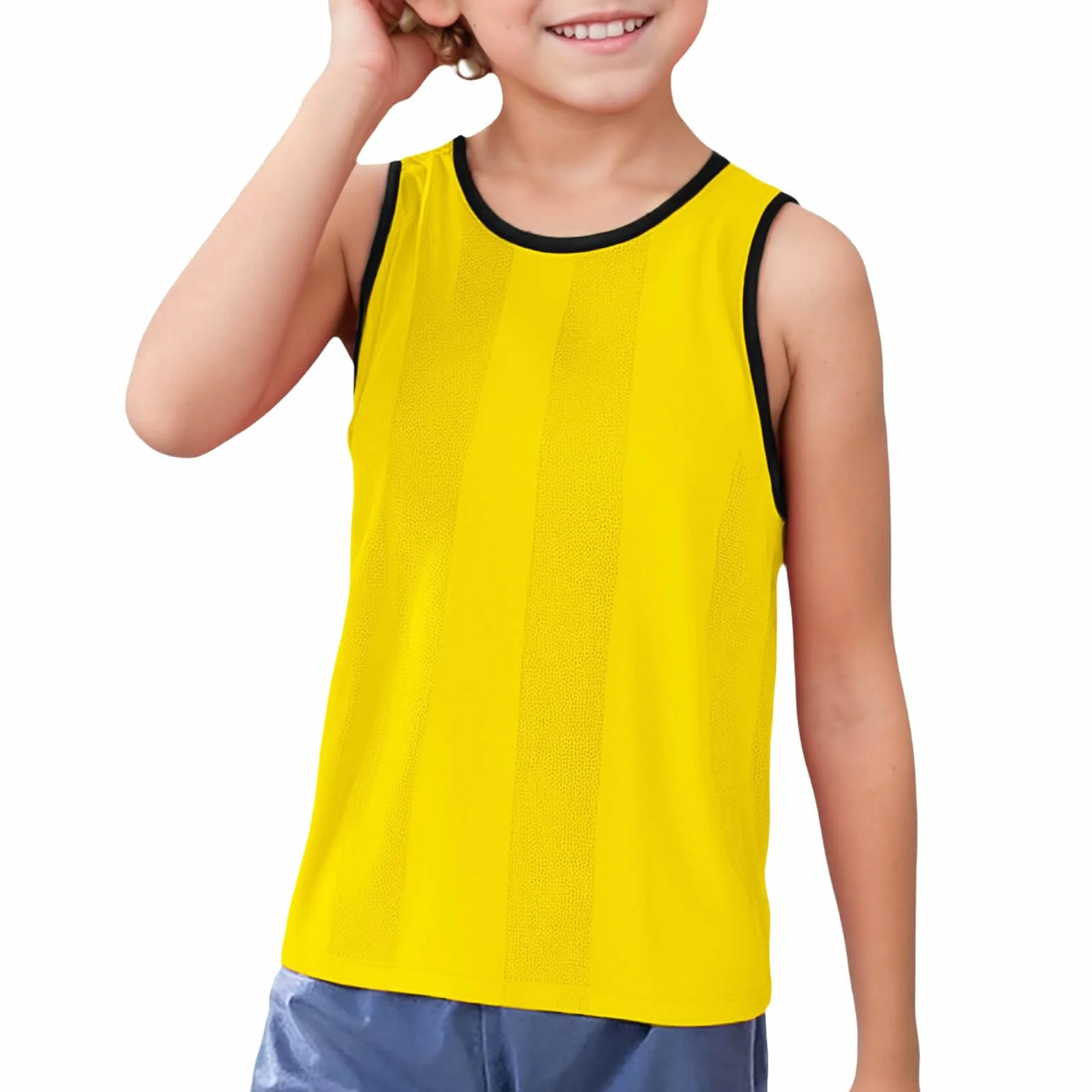 Gilet fixe sans manches pour enfant Décontracté Fitness Vêtement de sport ample T-shirt de basketball