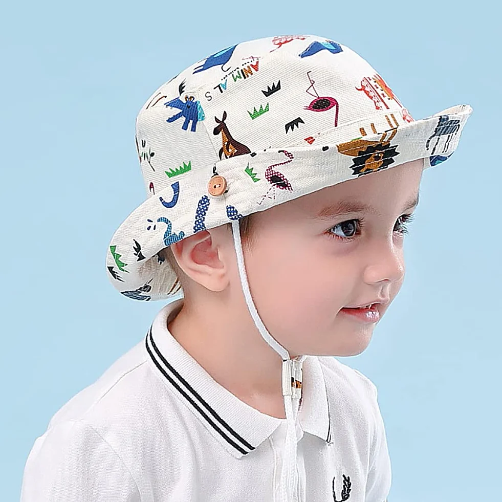 Chapeau de Soleil Bébé Enfant Fille Garçon Chapeau de Seau Plage Visière