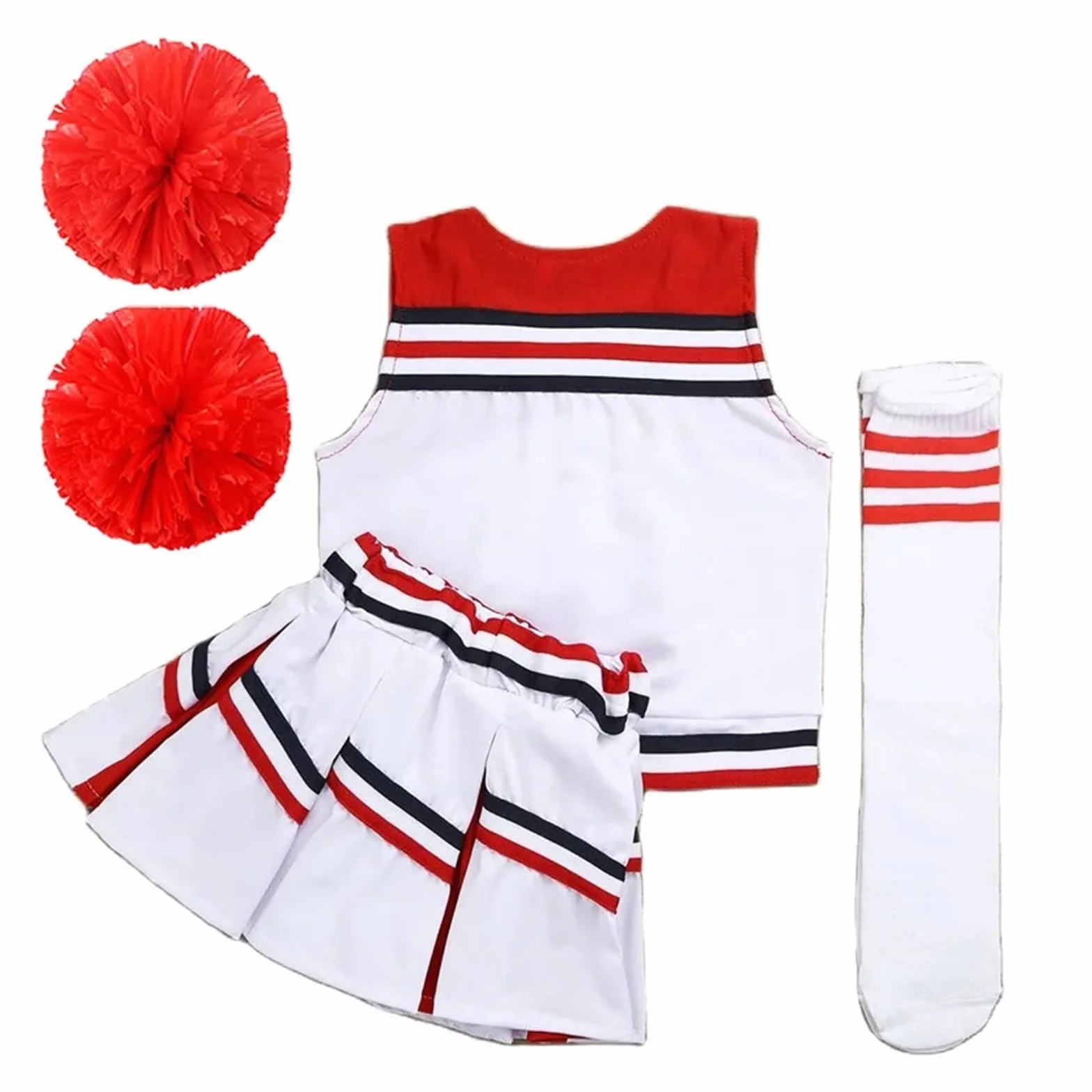 Costume de Pom-Pom Girl Rouge pour Femmes et Filles, Uniforme de Compétition Cheerleader