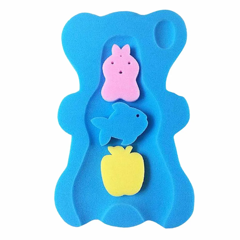 Perfeclan Siège éponge de bain pour bébé, Tapis antidérapant mignon, Coussin de sécurité pour enfants, Bleu