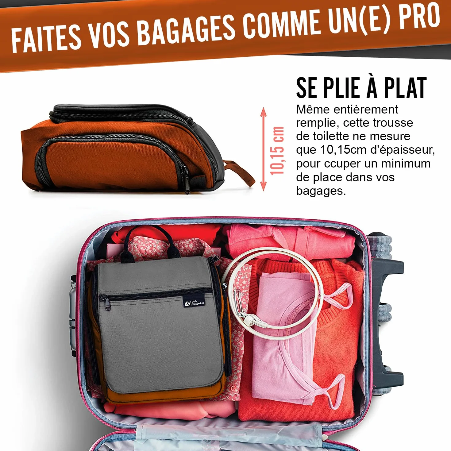 D&D Trousse De Toilette De Voyage À Suspendre Grand Rangement Cosmétiques