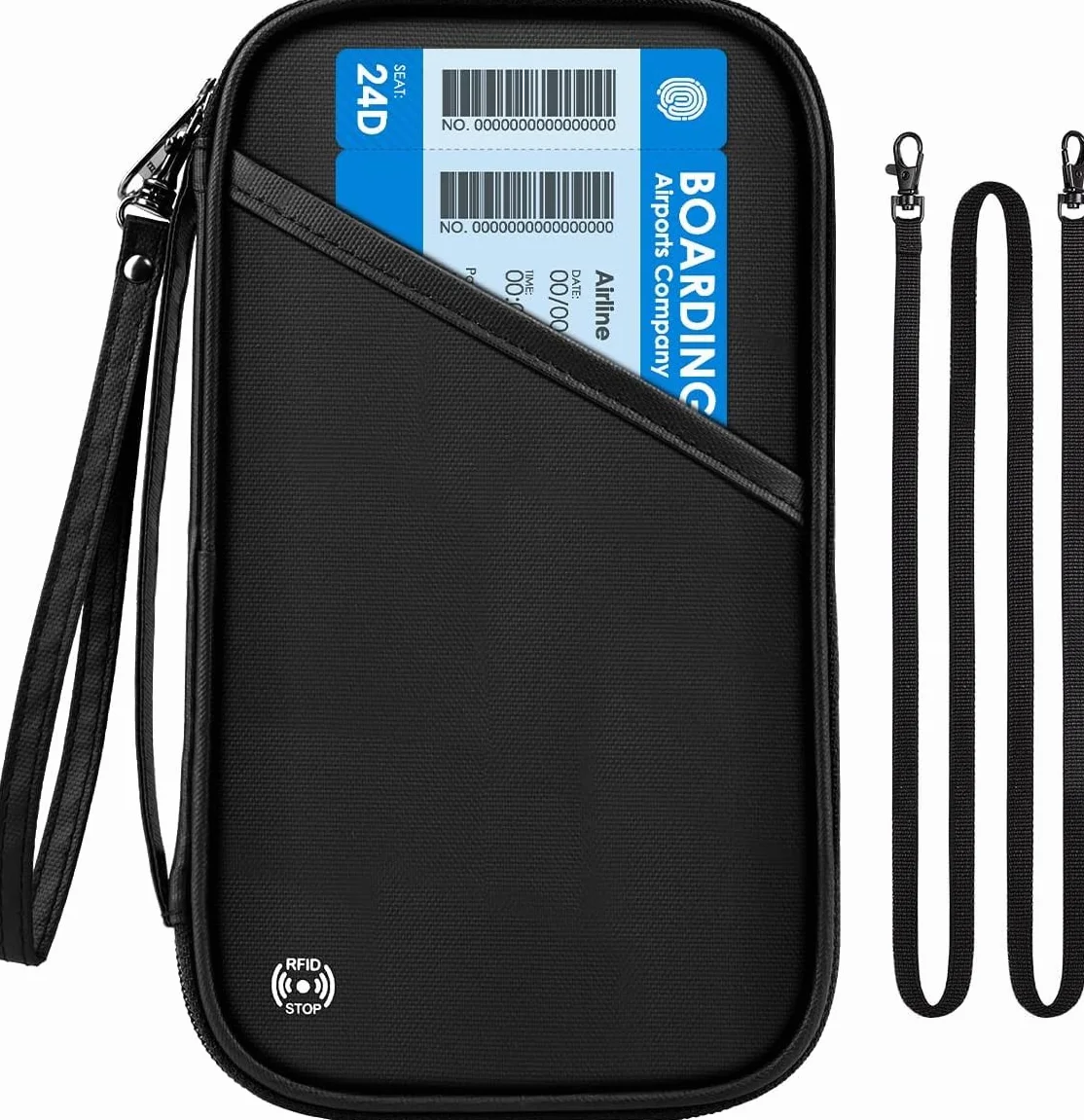 Porte-Passeport de Voyage RFID Familial imperméable Grand Portefeuille avec Poche zippée