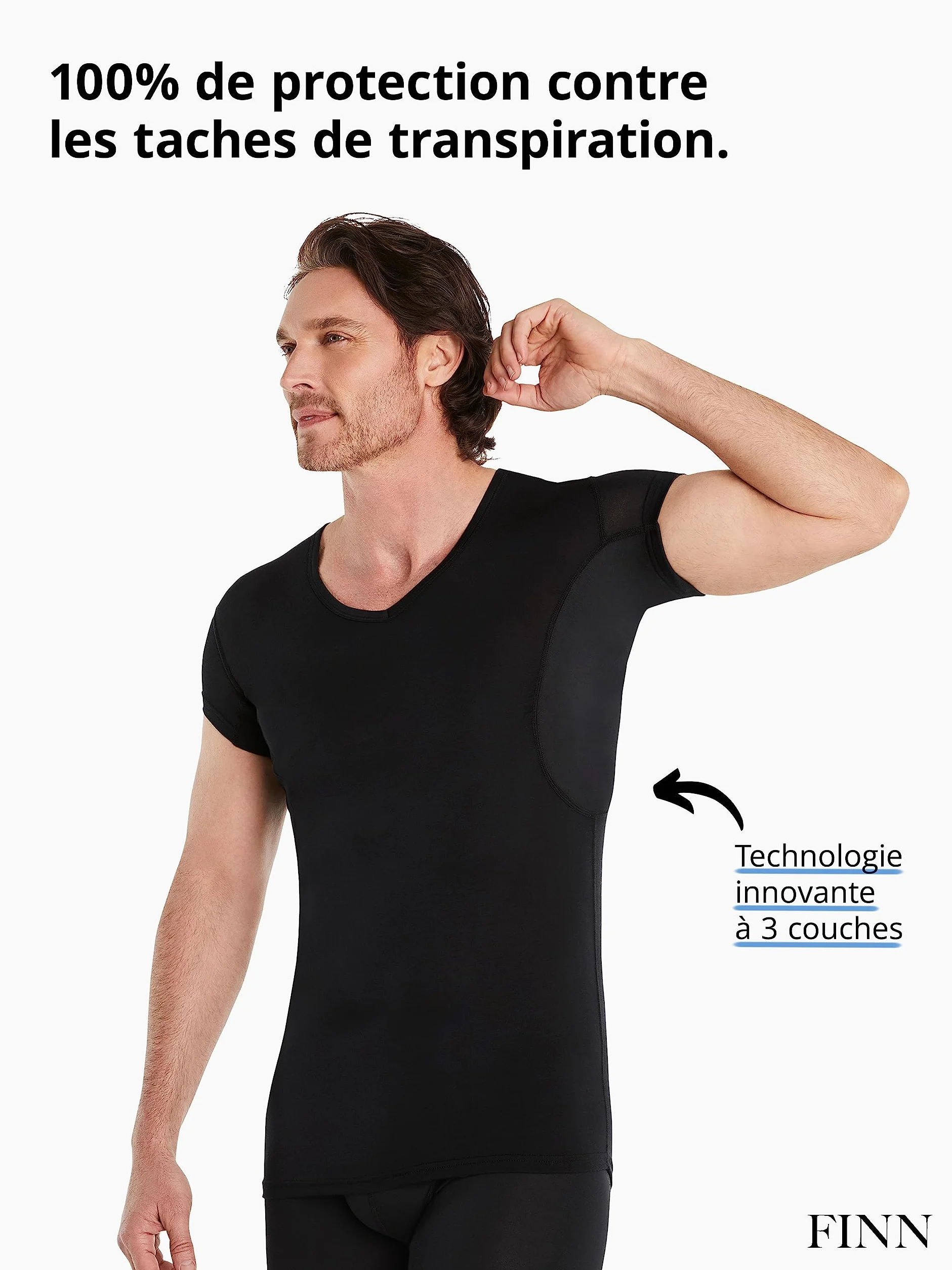 FINN Maillot de Corps Anti-Transpiration Hommes Manches Courtes