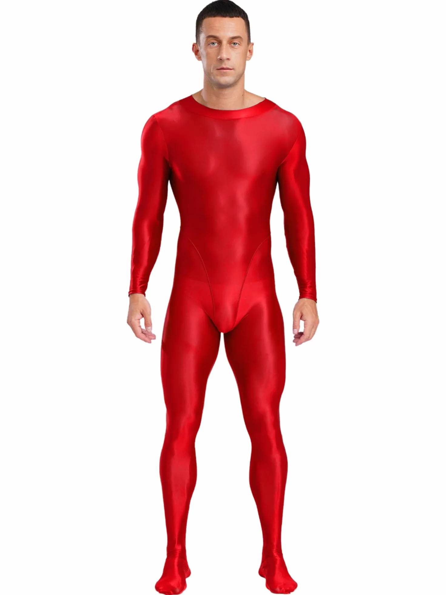 IEFIEL Justaucorps Gymnastique Fitness Homme Brillant Full Body Stocking Combinaison Sport Jumpsuit
