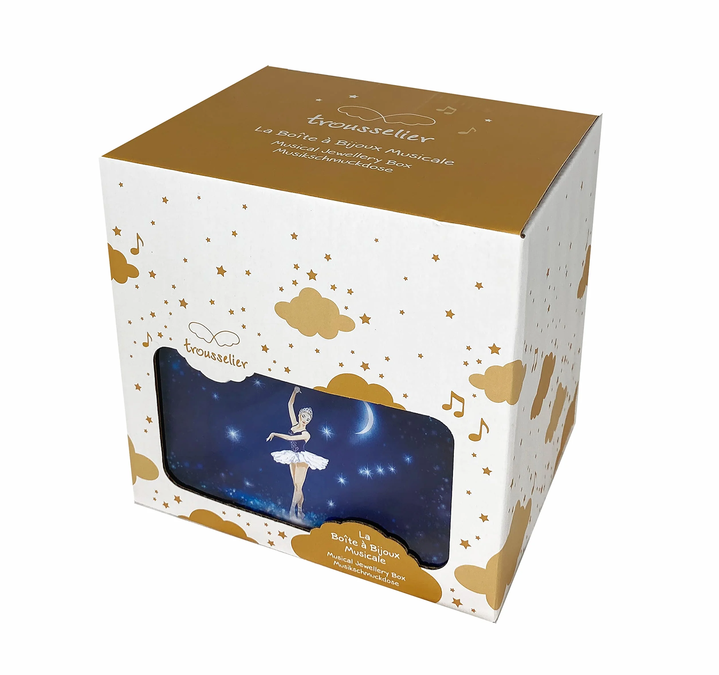 TROUSSELIER Grande Boîte à Bijoux Musicale Phosphorescente Danseuse Etoile Vanity Case Coffret Bijoux Fille Cadeau Anniversaire Noel