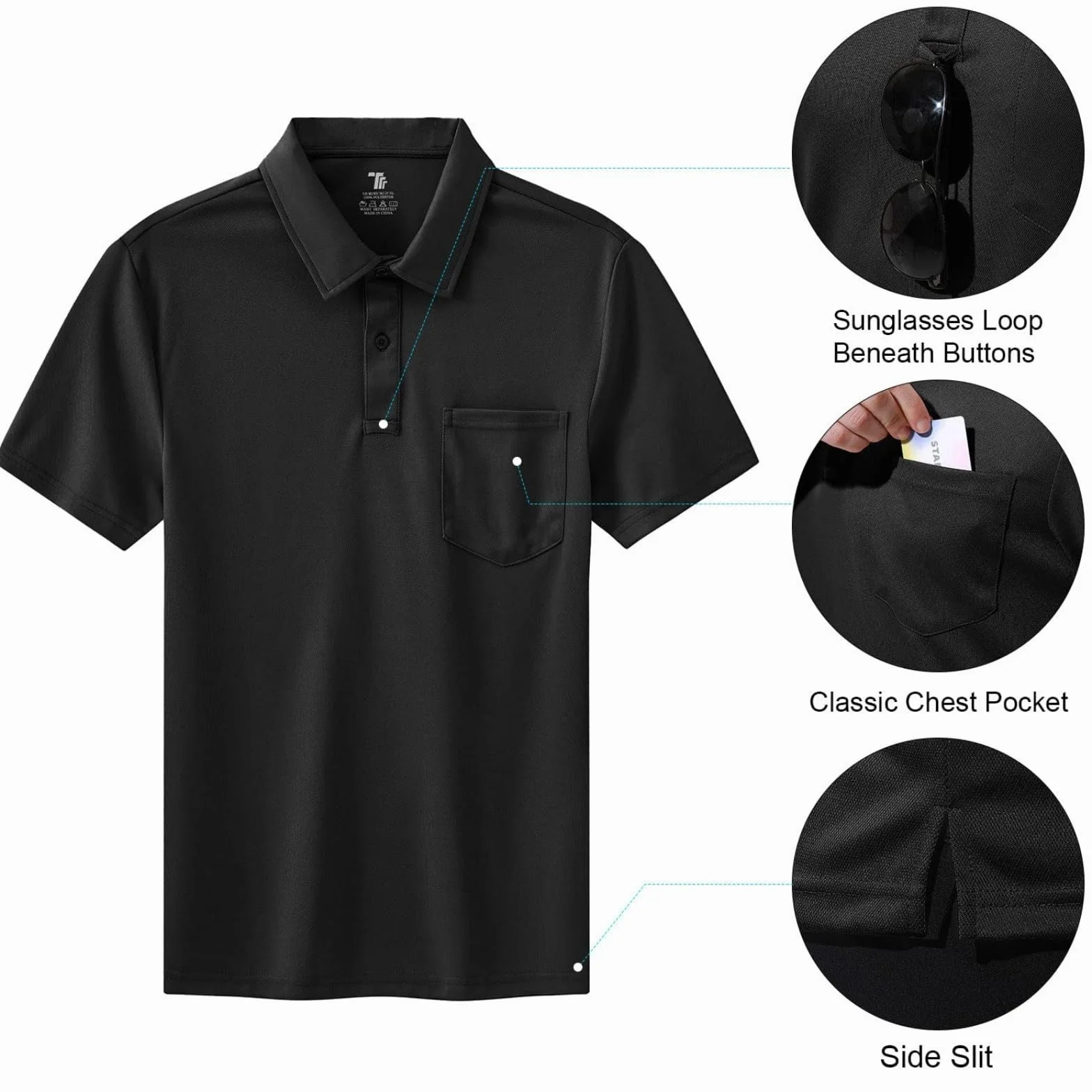 Polo à manches courtes pour homme avec poche de poitrine - Polo d'été - Coupe ajustée