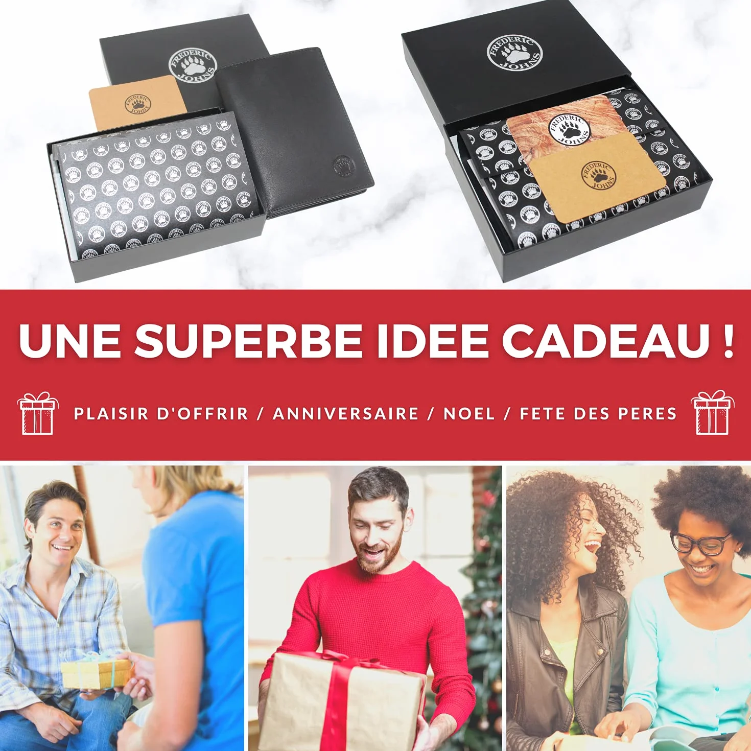 Frédéric Johns Grand Portefeuille Homme Cuir Véritable Protection RFID Grand Format