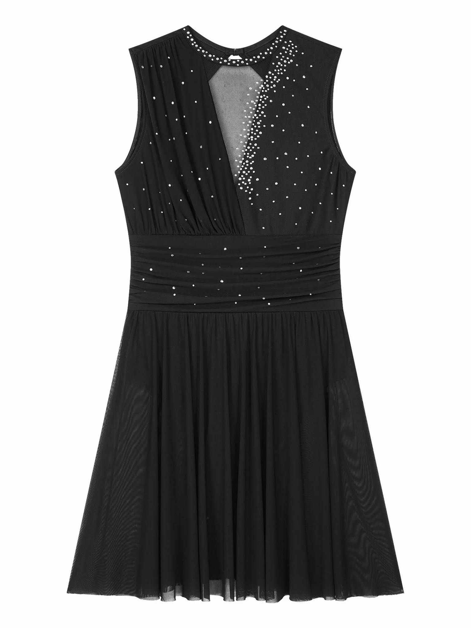 Femme Robe Patinage Artistique Strass Brillant Danse Classique Lyrique Latine Justaucorps Gymnastique Compétition Spectacle