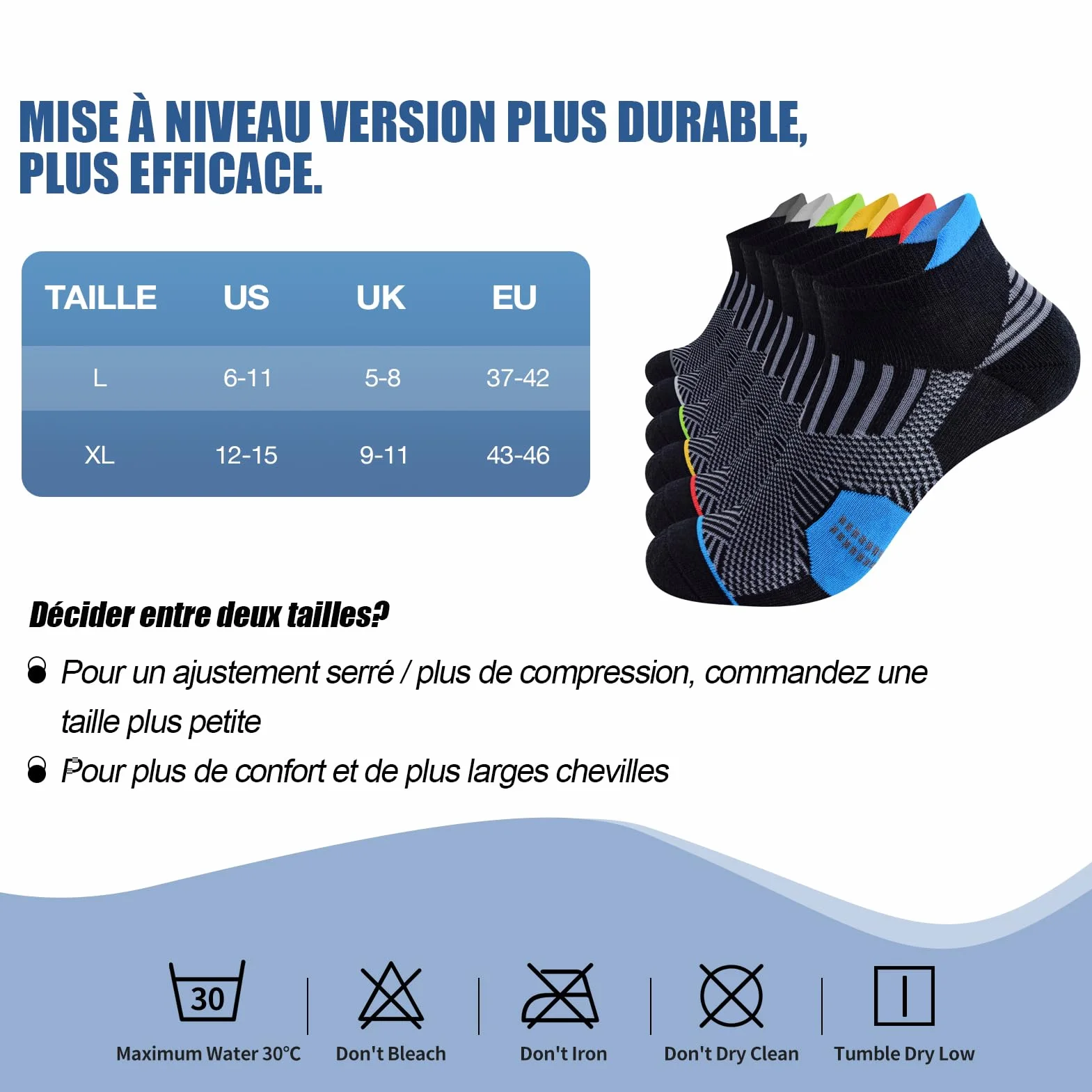 Niofind Chaussettes Homme Sport Lot de 6 Paires Coton Respirant Anti-transpiration Running Travail Randonnées