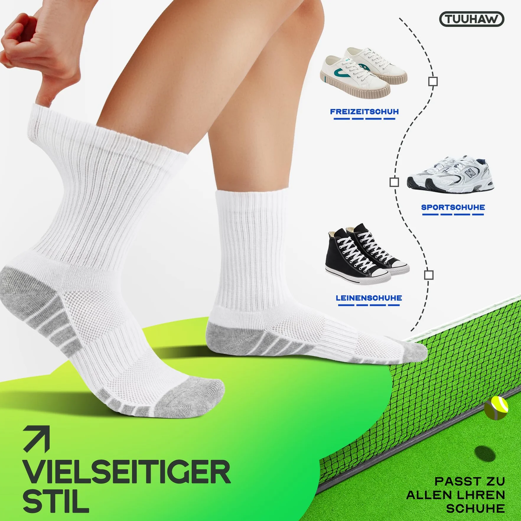 Chaussettes de Sport Coton Éponge Lot de 6 Homme Femme OEKO-TEX Standard 100 Tennis Course Trekking Golf