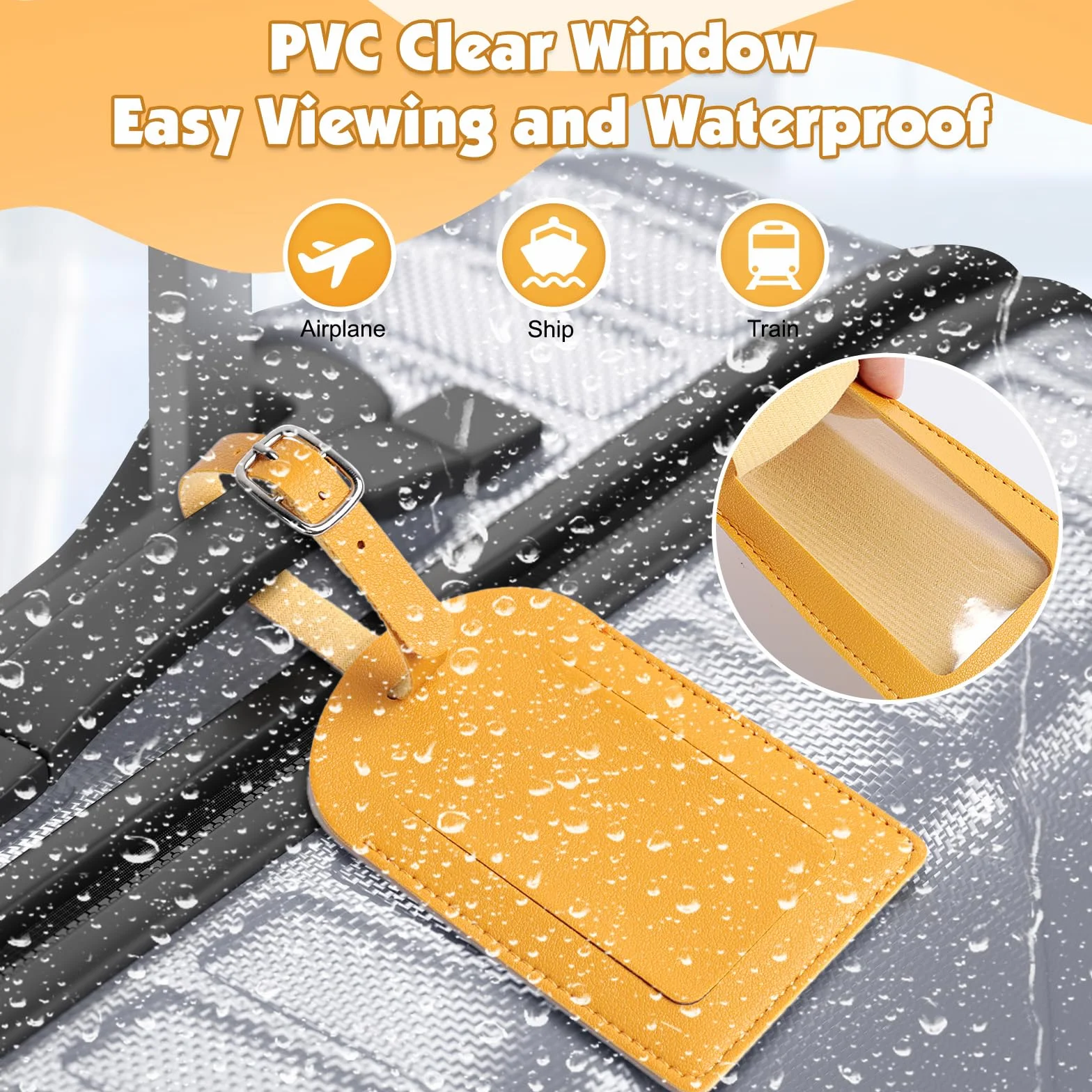 Lot de 3 Étiquettes Valise en PU avec Boucle Réglable, Porte Étiquette Bagage Inscriptible pour Voyage Avion