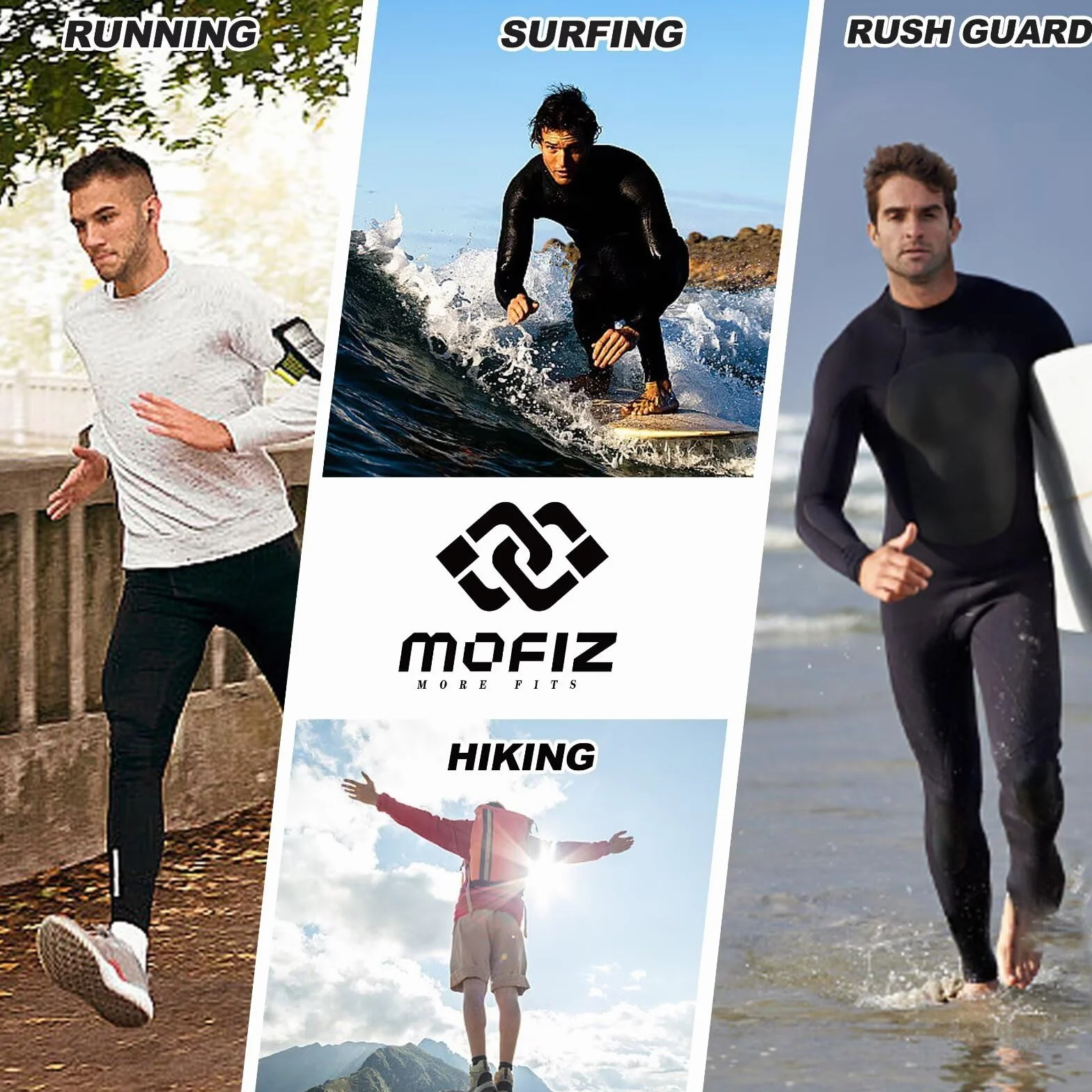 MoFiz Rashguard Anti-UV Homme Manches Longues T Shirt UPF 50+ Surf Natation