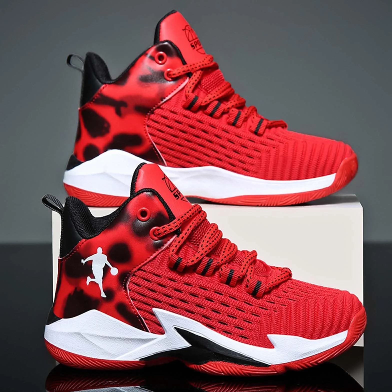 Enfant Chaussure Basketball Garçon Sneakers Baskets Automne Hiver Graffiti Mode Basket-Bal Chaussures Sport Mixte Jeunes