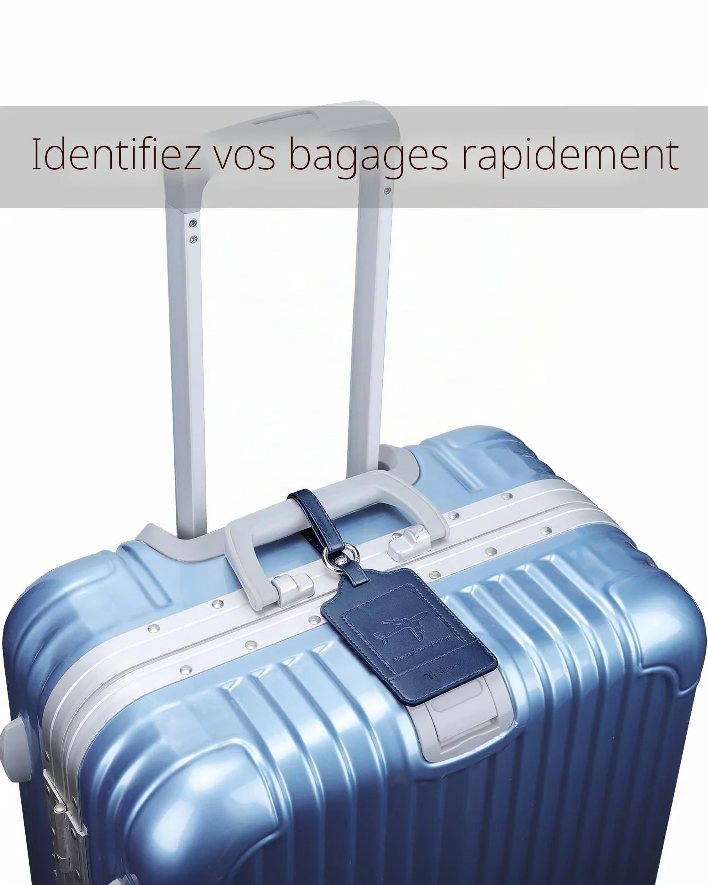 Teskyer 3 Pièces Etiquette Valise Cuir PU Voyage Avion Identification Protection Vie Privée