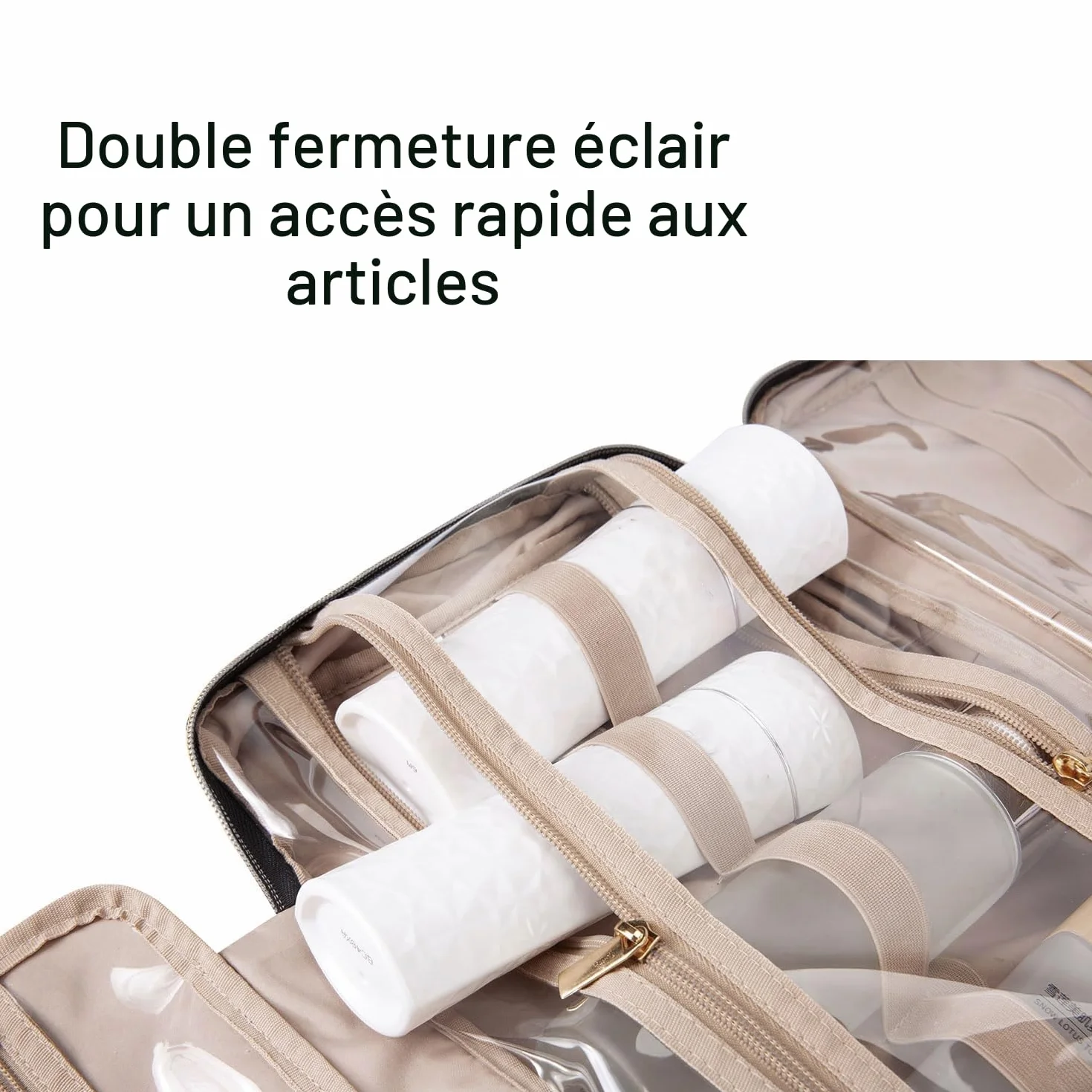 BAGSMART Trousse de Toilette Femme Voyage avec Crochets Suspendre Imperméable Rose Moyen
