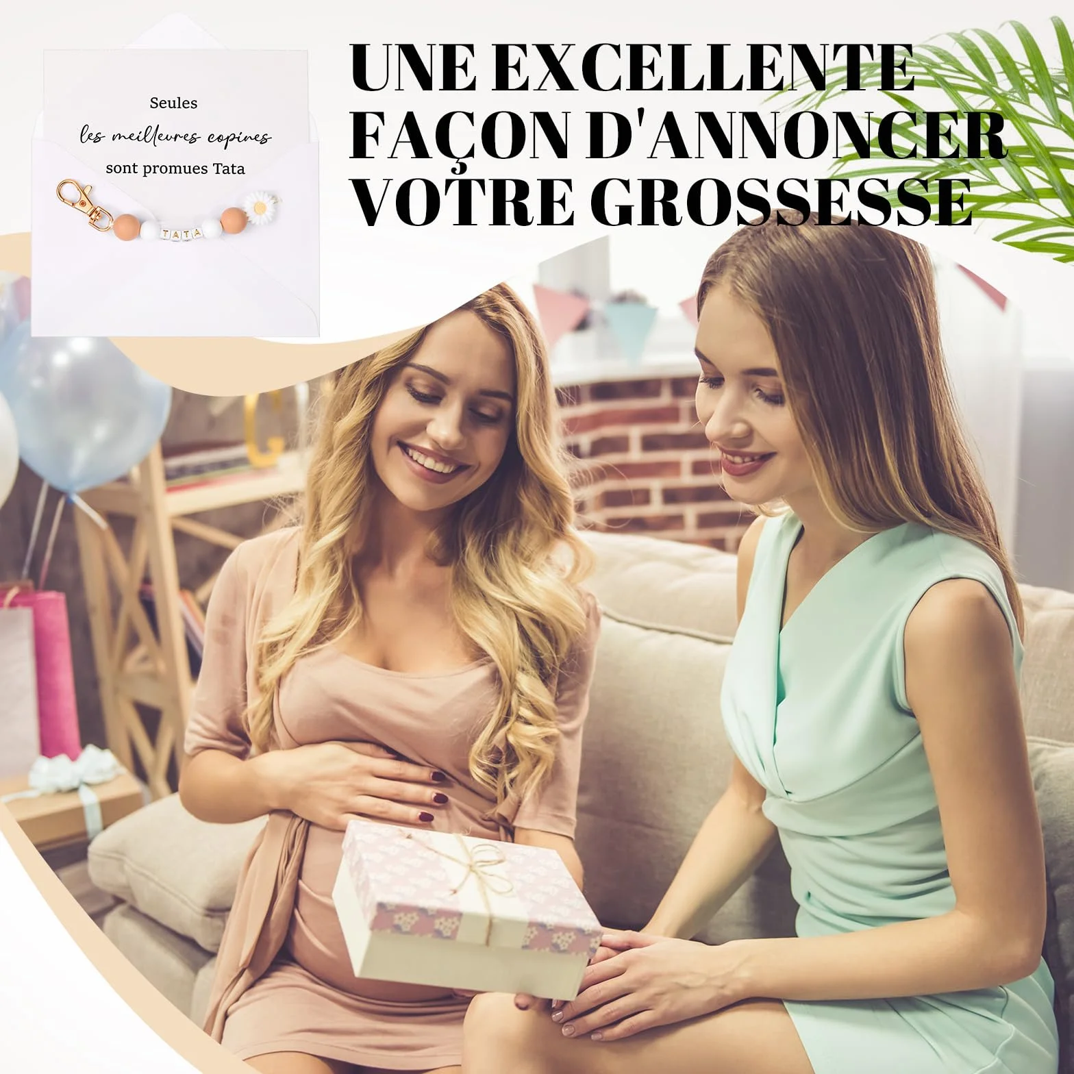 Hestya Porte-Clés Carte Annonce Grossesse Tata Mamie Marraine Témoin avec Enveloppe Cadeau