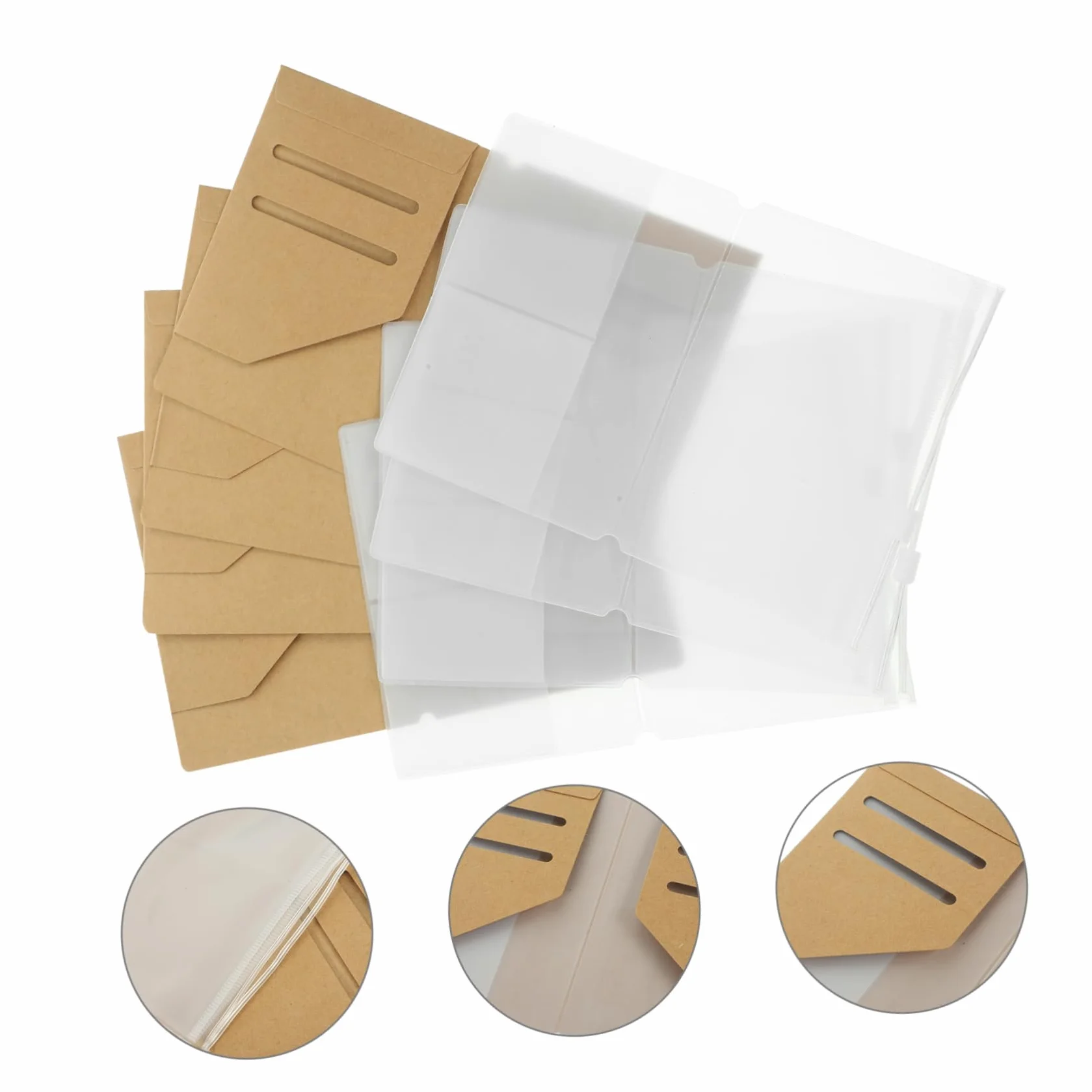 Pochette de Voyage Kraft et PVC Organisateur de Passeport 4 Pièces pour Documents Billets Cartes