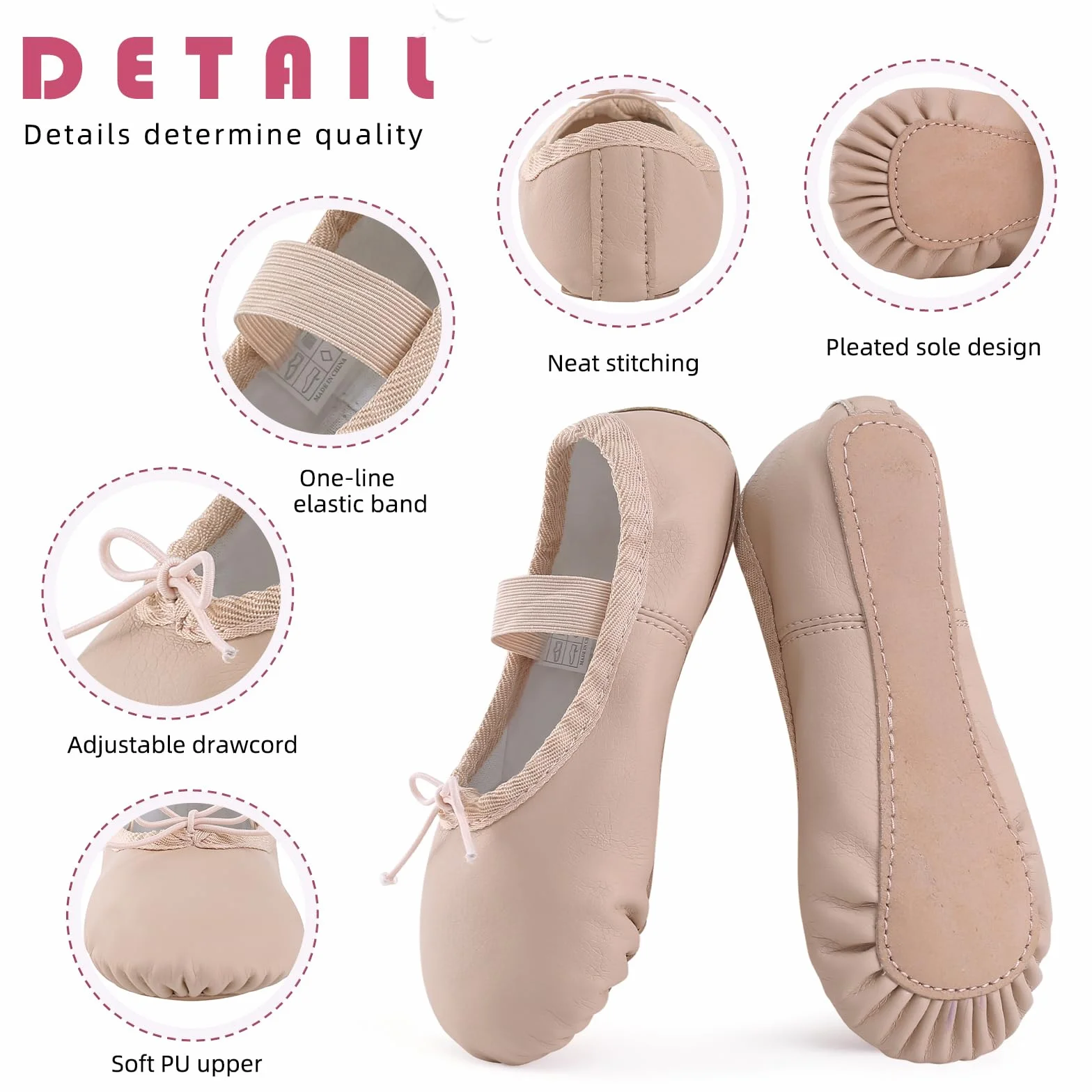 Chaussons de Danse Fille Cuir Chaussures de Ballet Classique Ballerine 22-44 EU