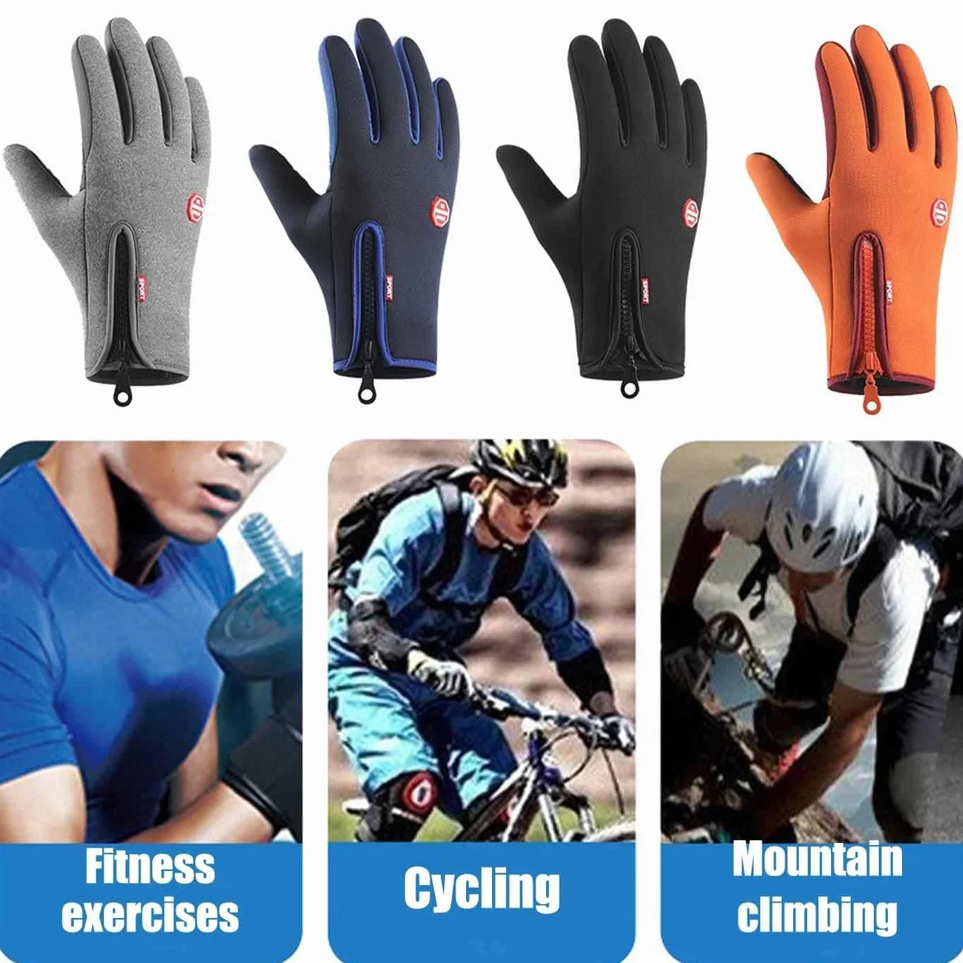 YUNFAN Winter Gloves Thermal Touch Screen Windproof Waterproof Cycling Mittens Outdoor Non-Slip Glove for Driving Hiking
