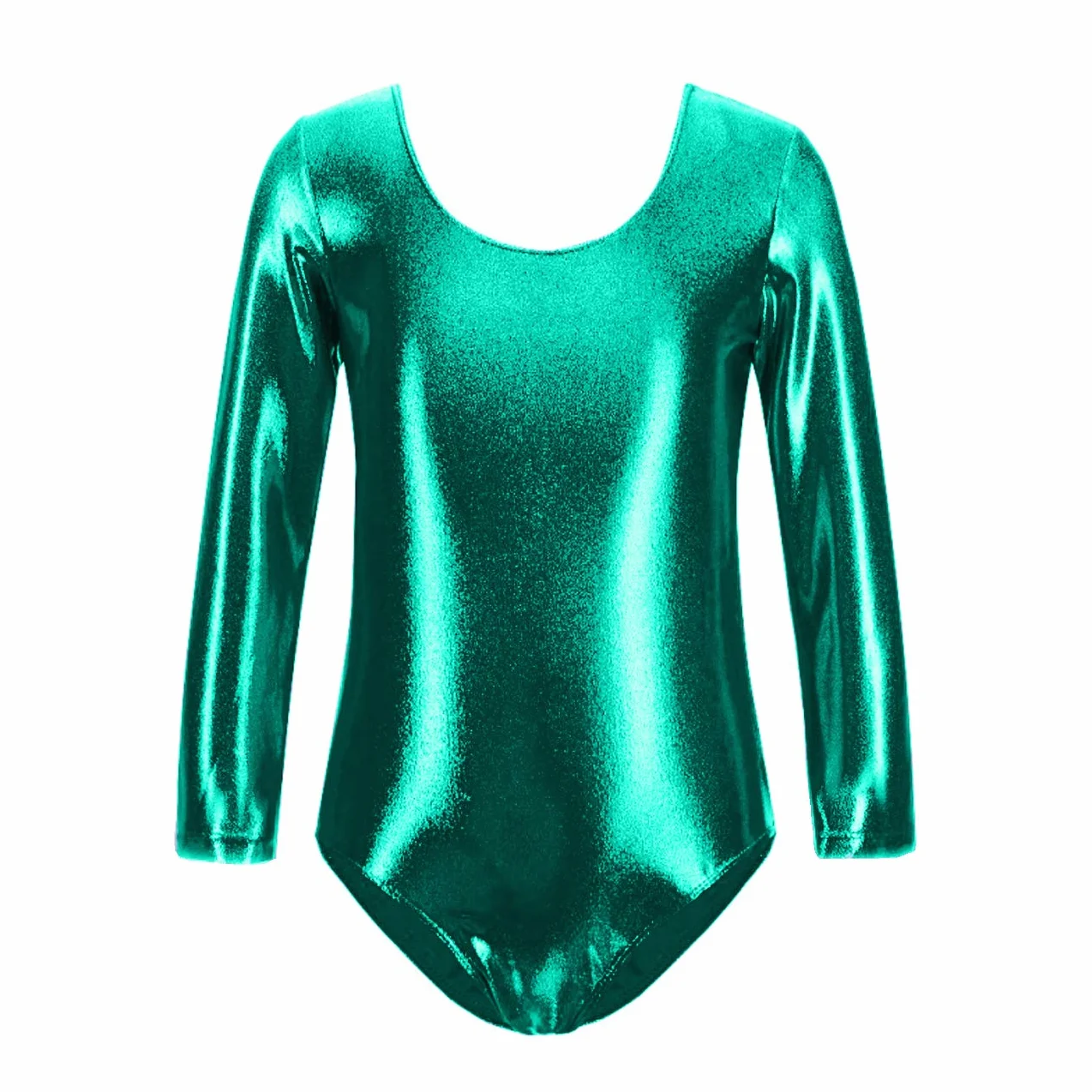 Justaucorps classique brillant élastique filles manches longues col rond