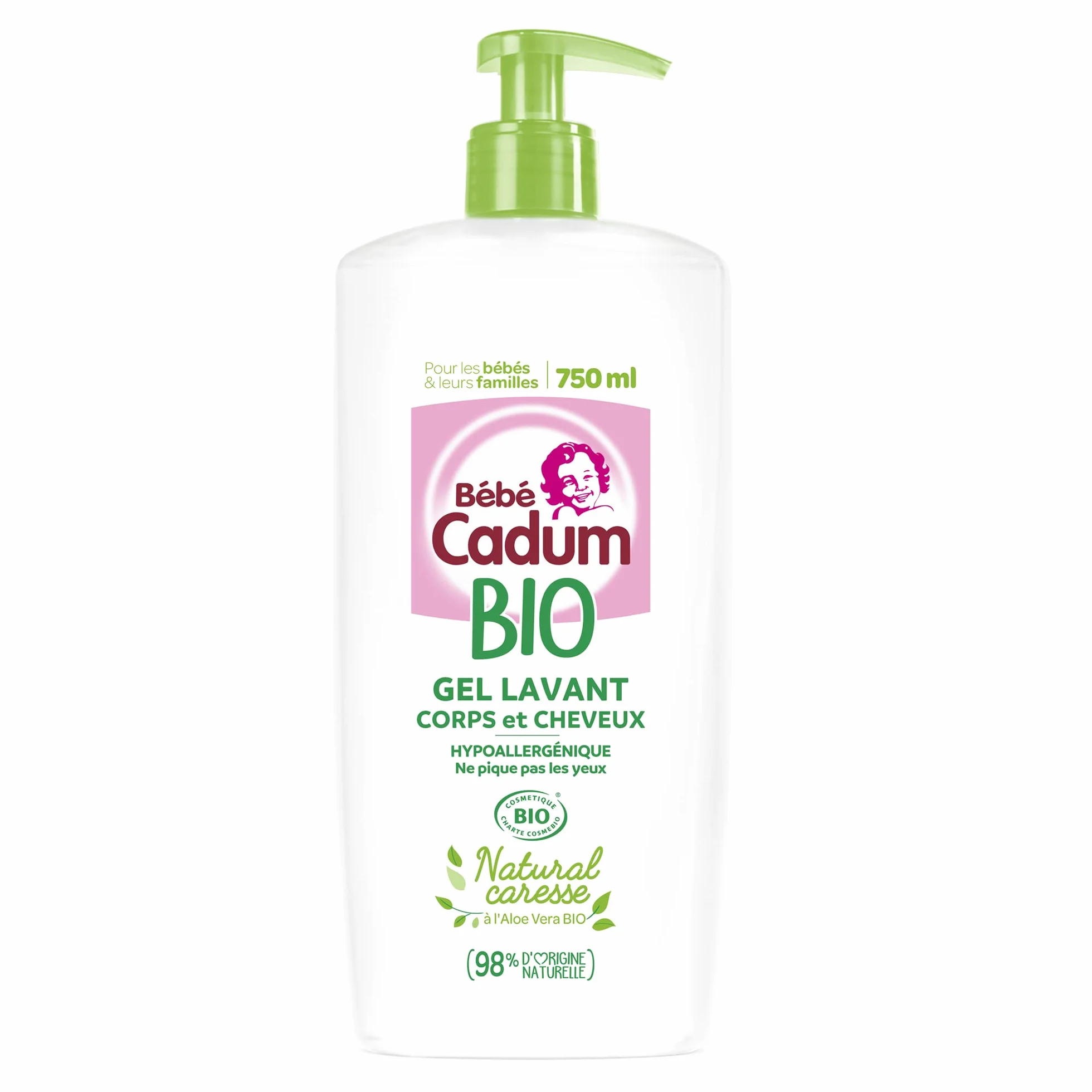 Cadum BEBE Gel Lavant Corps & Cheveux Bio Natural Caresse 750ml