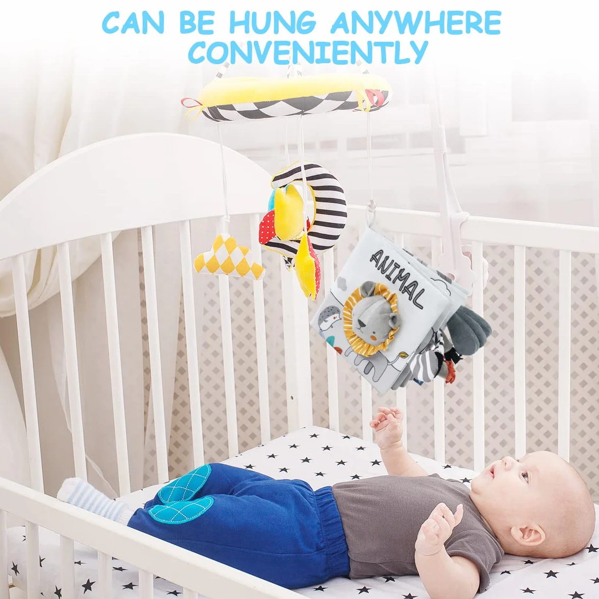 Vicloon Livre Tissu Bébé Eveil, Jouet Educatif avec Animaux (lion)