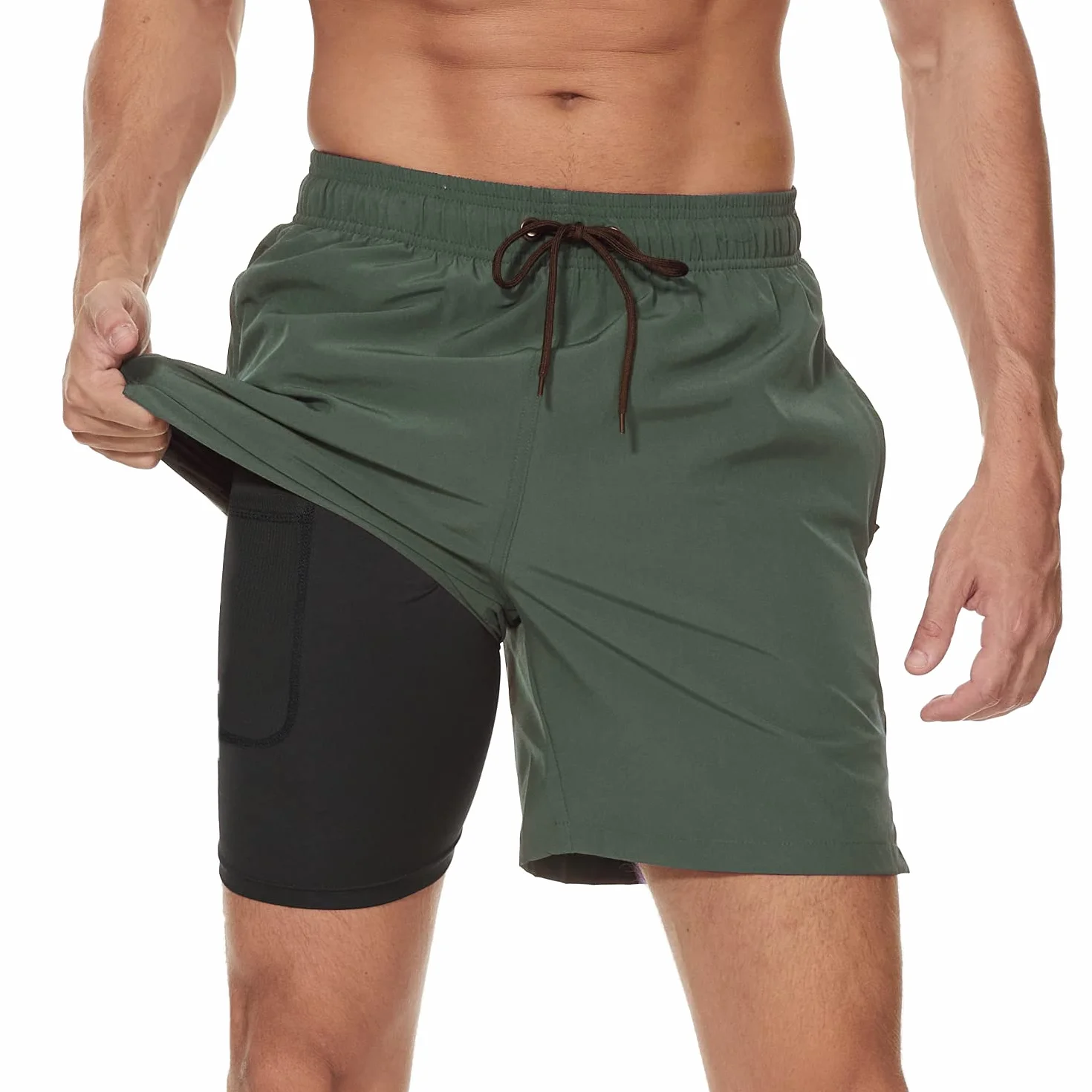 Arcweg Maillot de Bain Homme étanche Séchage Rapide 2 en 1 avec Doublure Compression