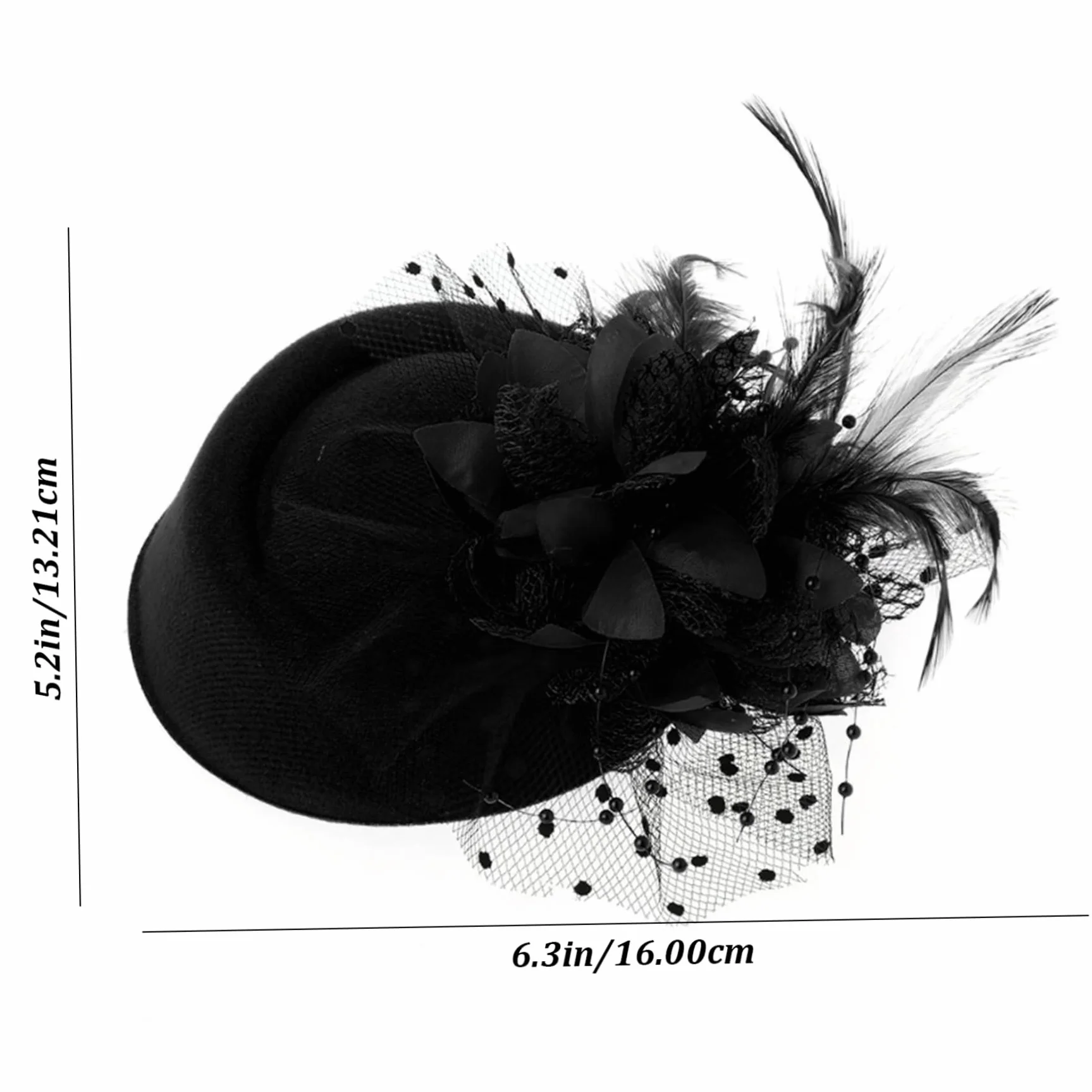 Chapeaux Fascinateurs Vintage Noirs pour Femmes Plumes Cocktail Mariage