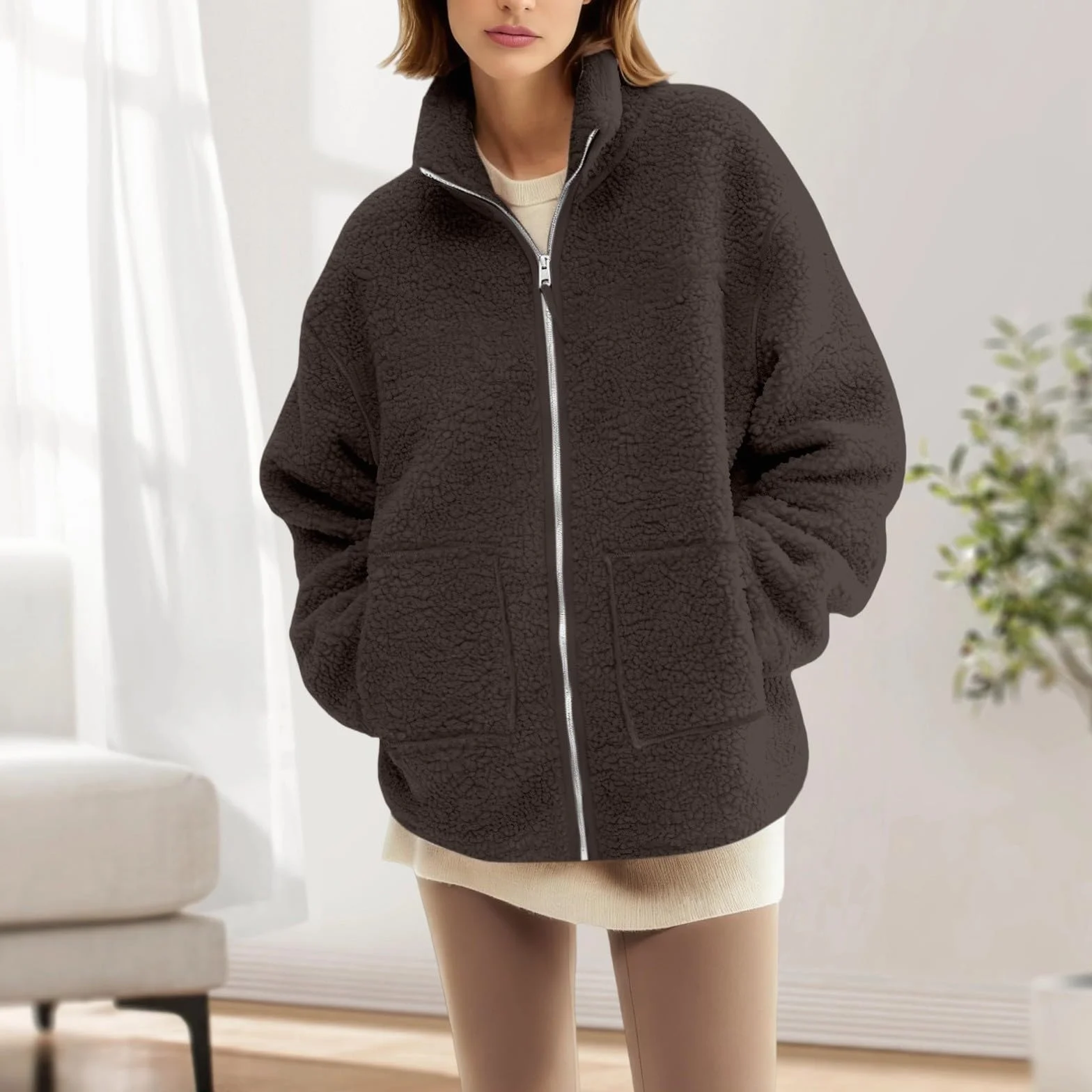 Veste Polaire Maternité Femme Hiver Marron L