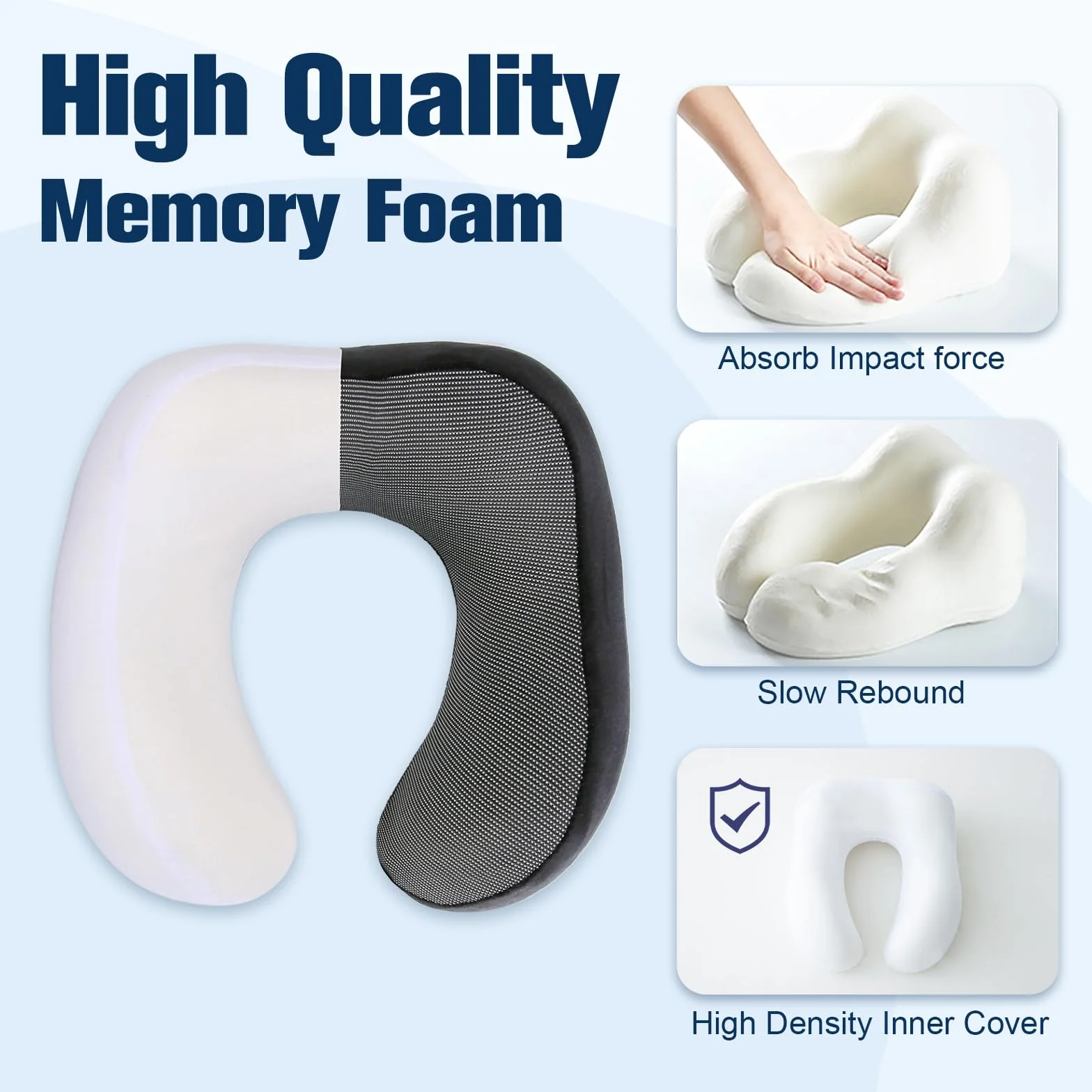 Cirorld Oreiller de Voyage en Mousse à Mémoire de Forme, Coussin de Nuque Ergonomique Réglable et Compact pour Adultes