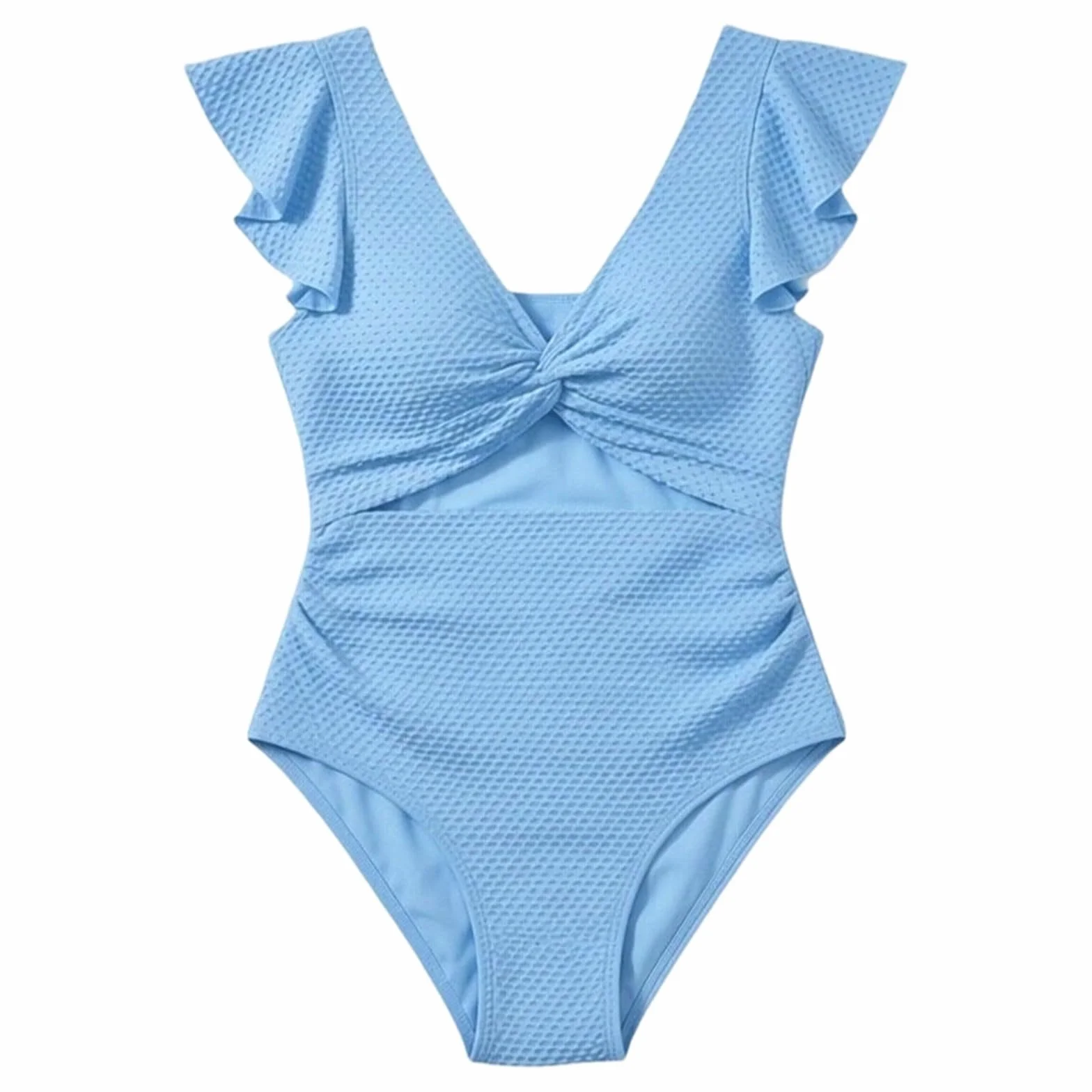 Maillot de Bain Maternité Une Pièce avec Soutien Ventral et Volants, Taille Évolutive Tissu Doux