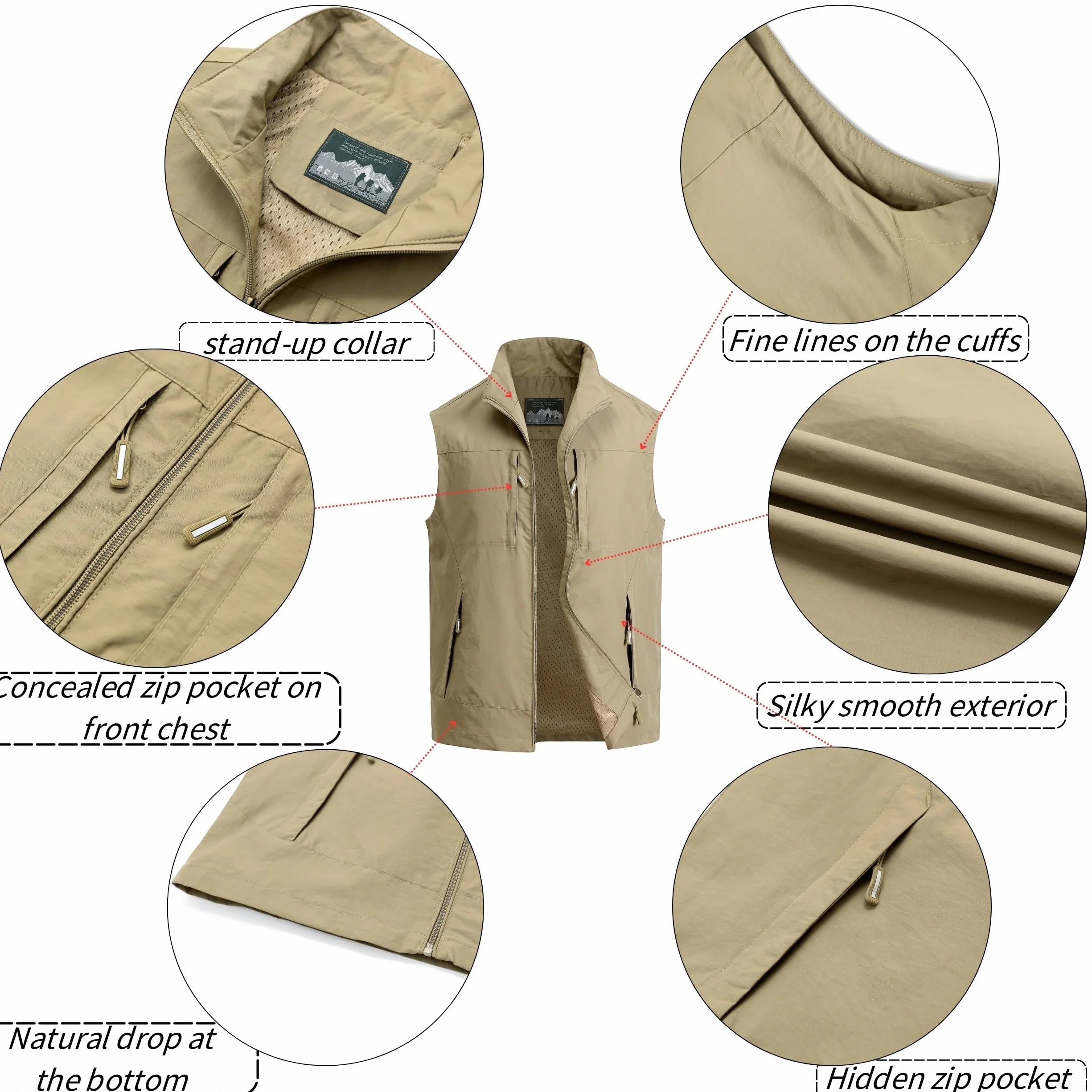 Gilet Multi-Poches Léger Respirant pour Pêche Plein Air Chasse Camping Photographie