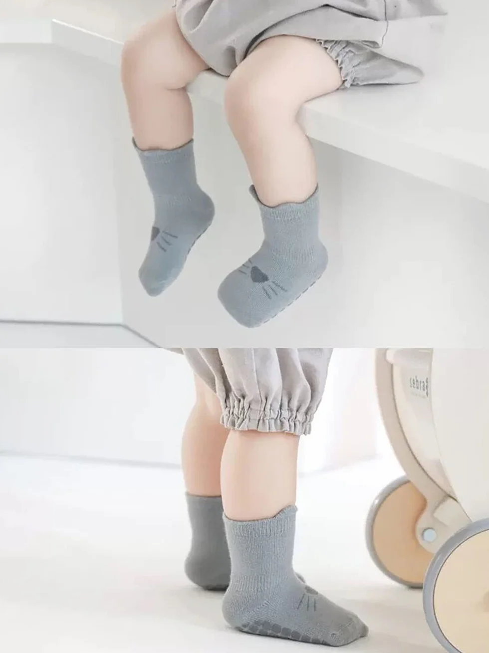 FedMois Chaussettes Antidérapantes Bébé Enfant Coton Motif Animaux 5 Paires
