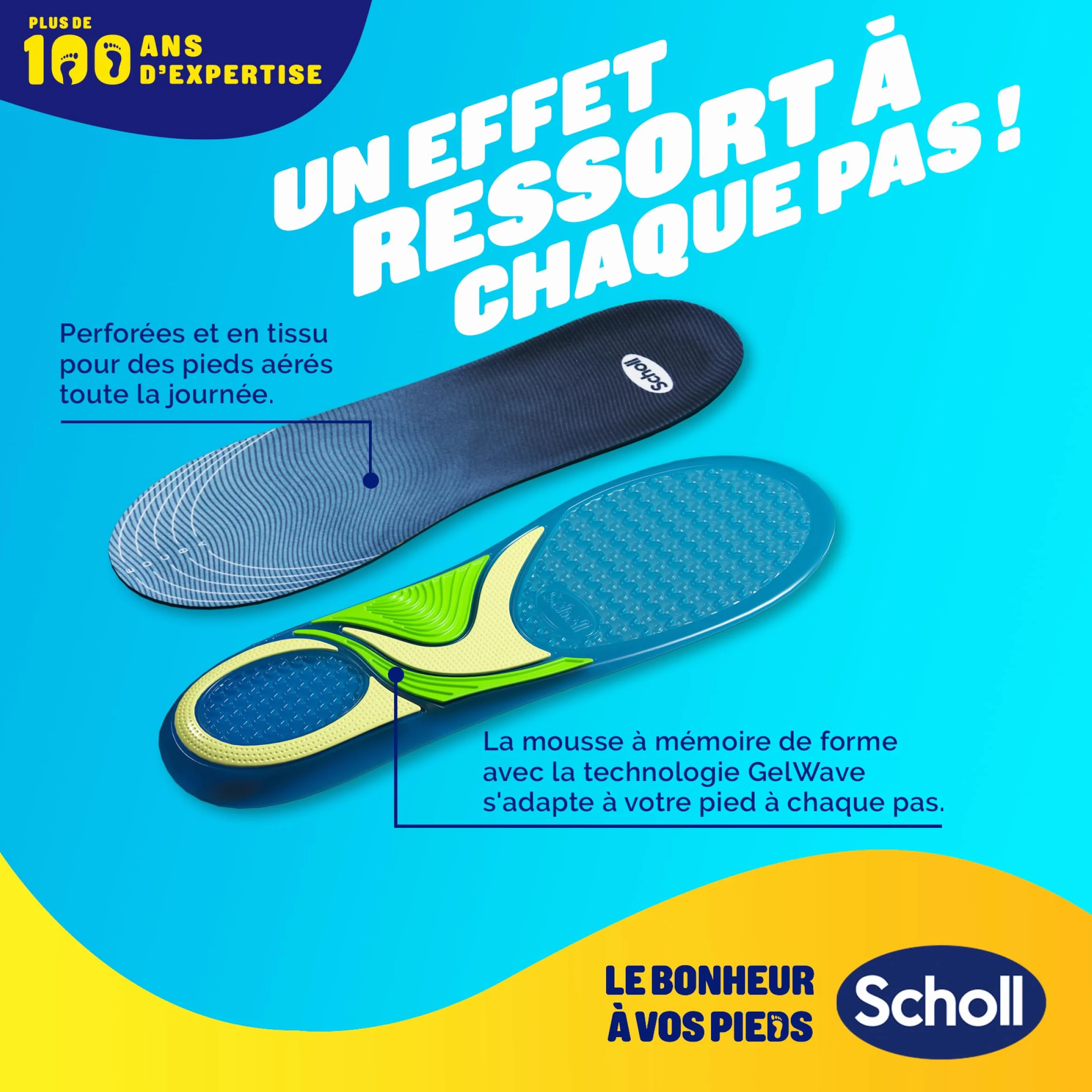 Dr. Scholl's Semelles GelActiv Sport Hommes - GelWave Absorption des Chocs - Taille 40-46,5