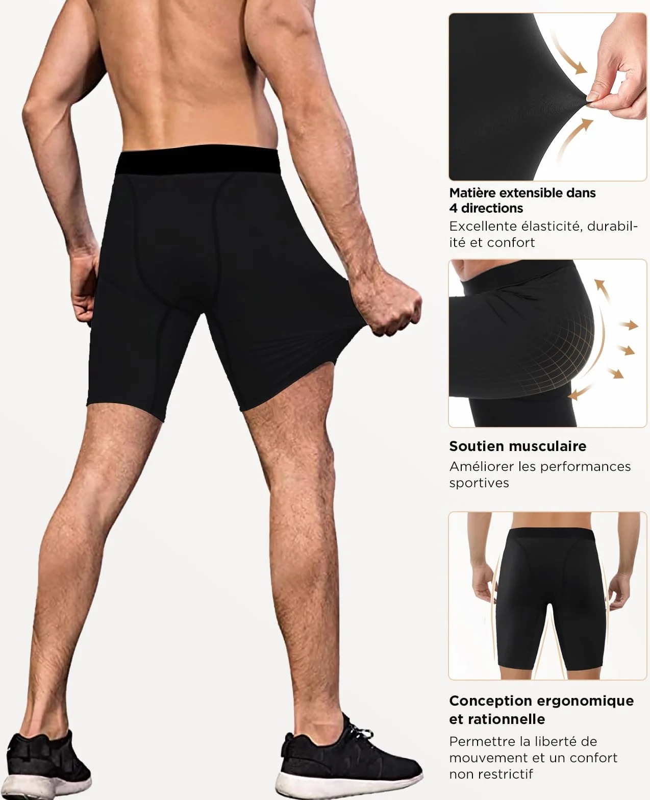 Niksa Short Compression Homme Running Sport 3 Pièces