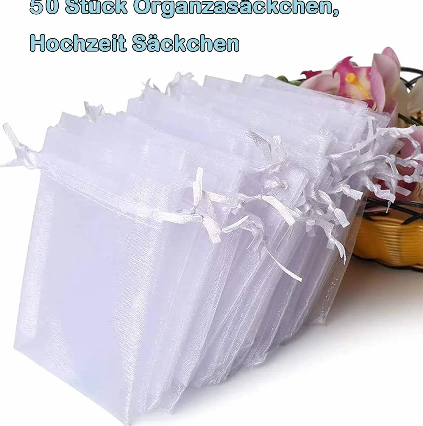 Lot de 50 sachets en organza blanc 7 x 9 cm pochette cadeau mariage