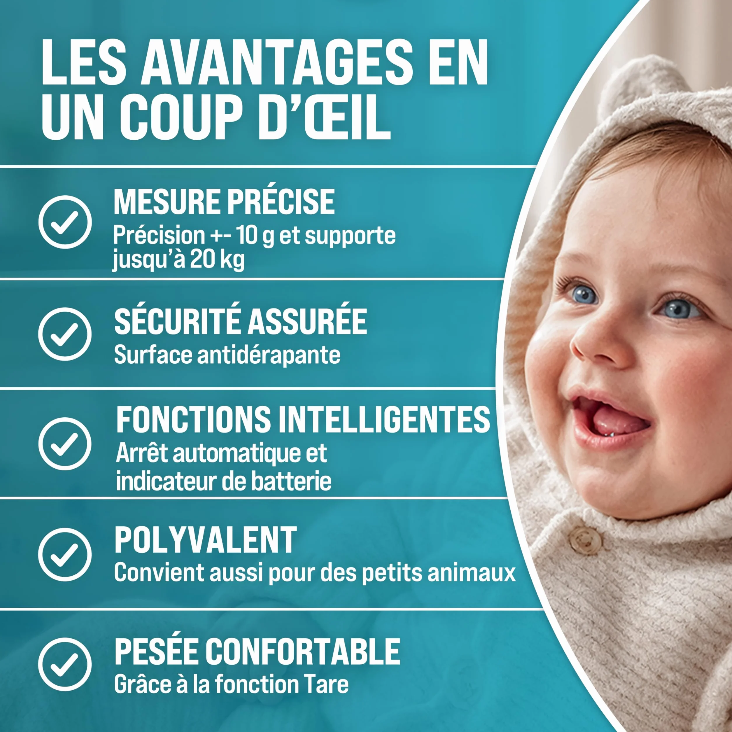 MONZANA Pèse-bébé balance précision 10 gr électrique surface incurvée