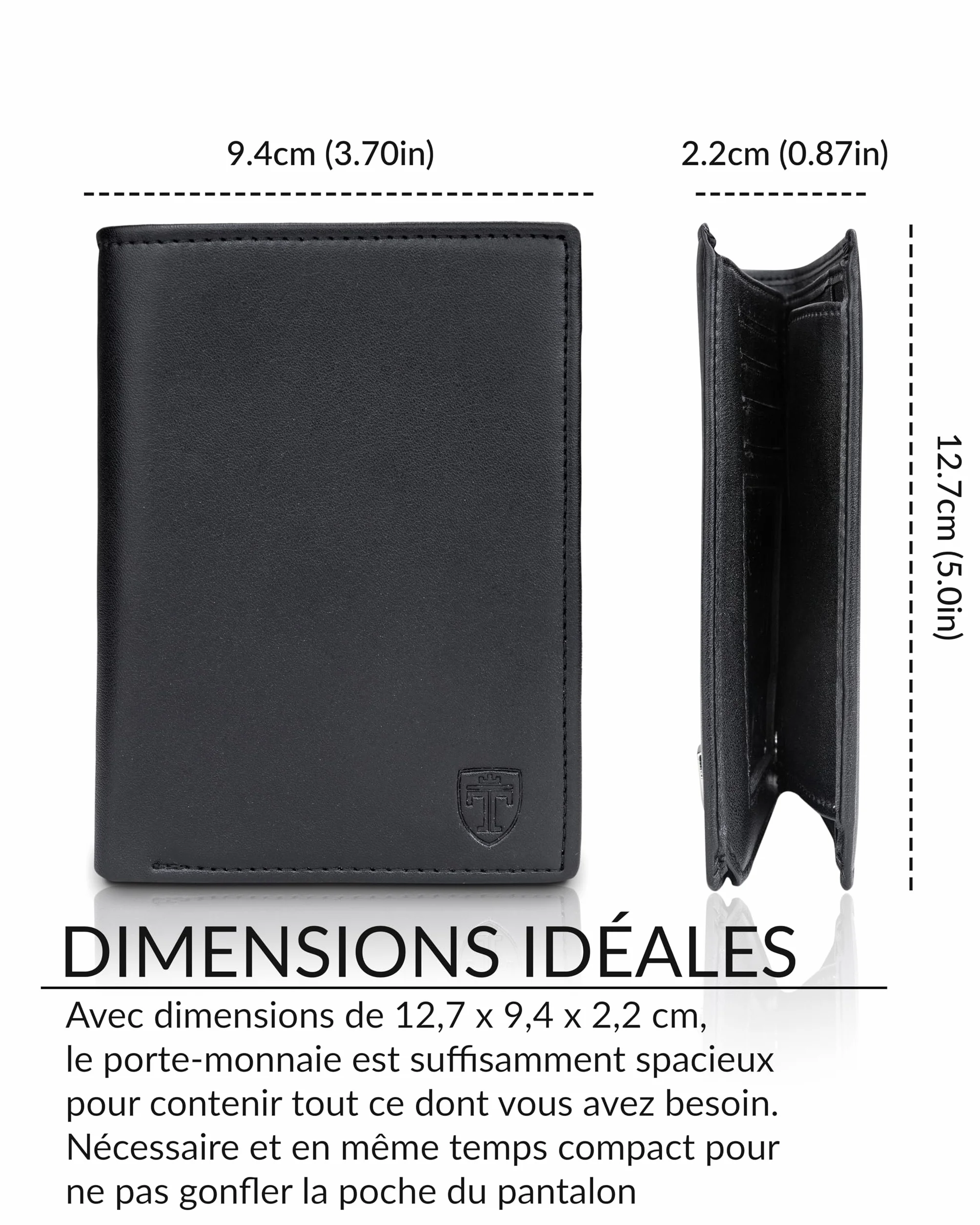 TRAVANDO Portefeuille Homme Dublin Blocage RFID Noir Classique Porte-Cartes Format Portrait