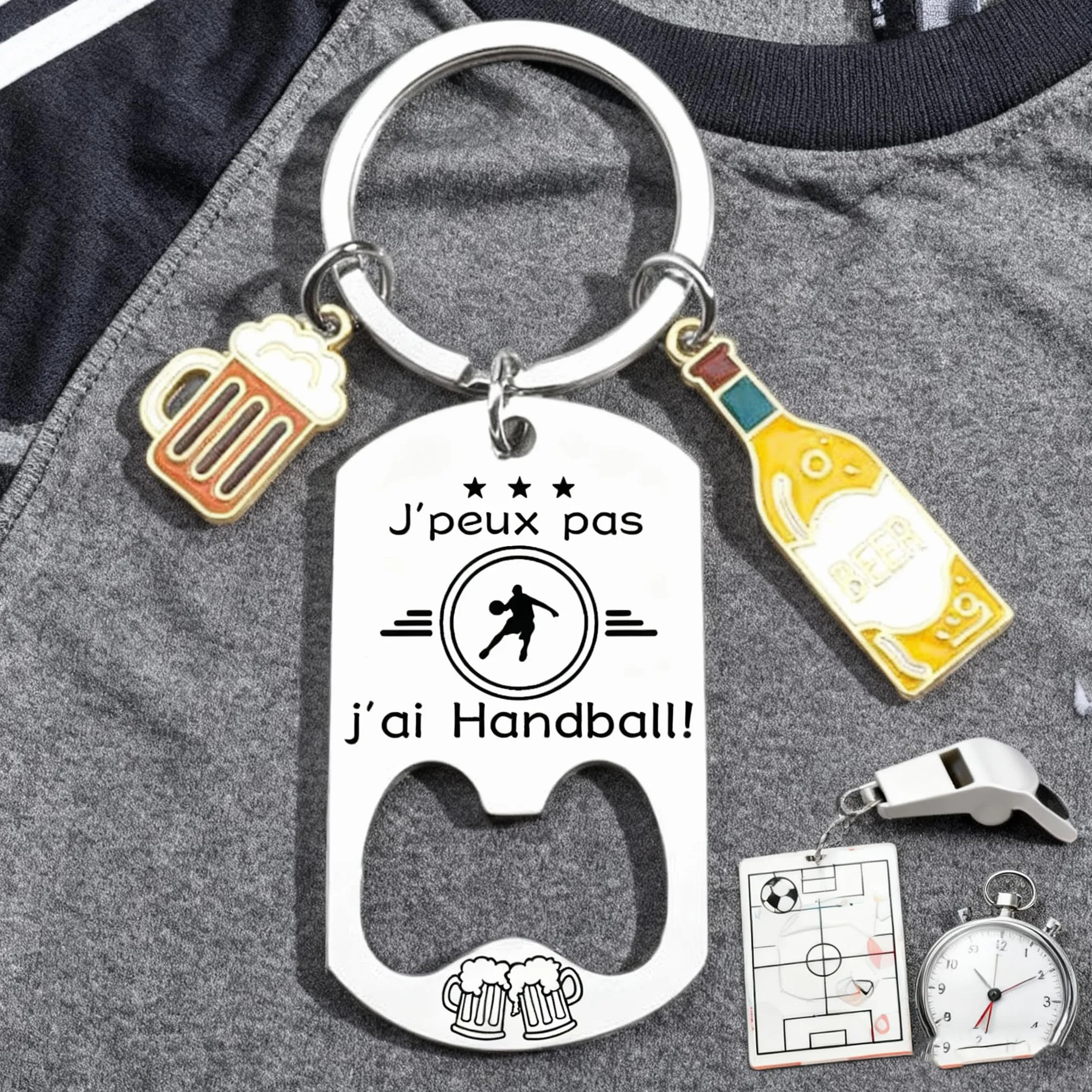 Porteclef Décapsuleur Original Cadeau Fan de Basket Coach Personnalisé